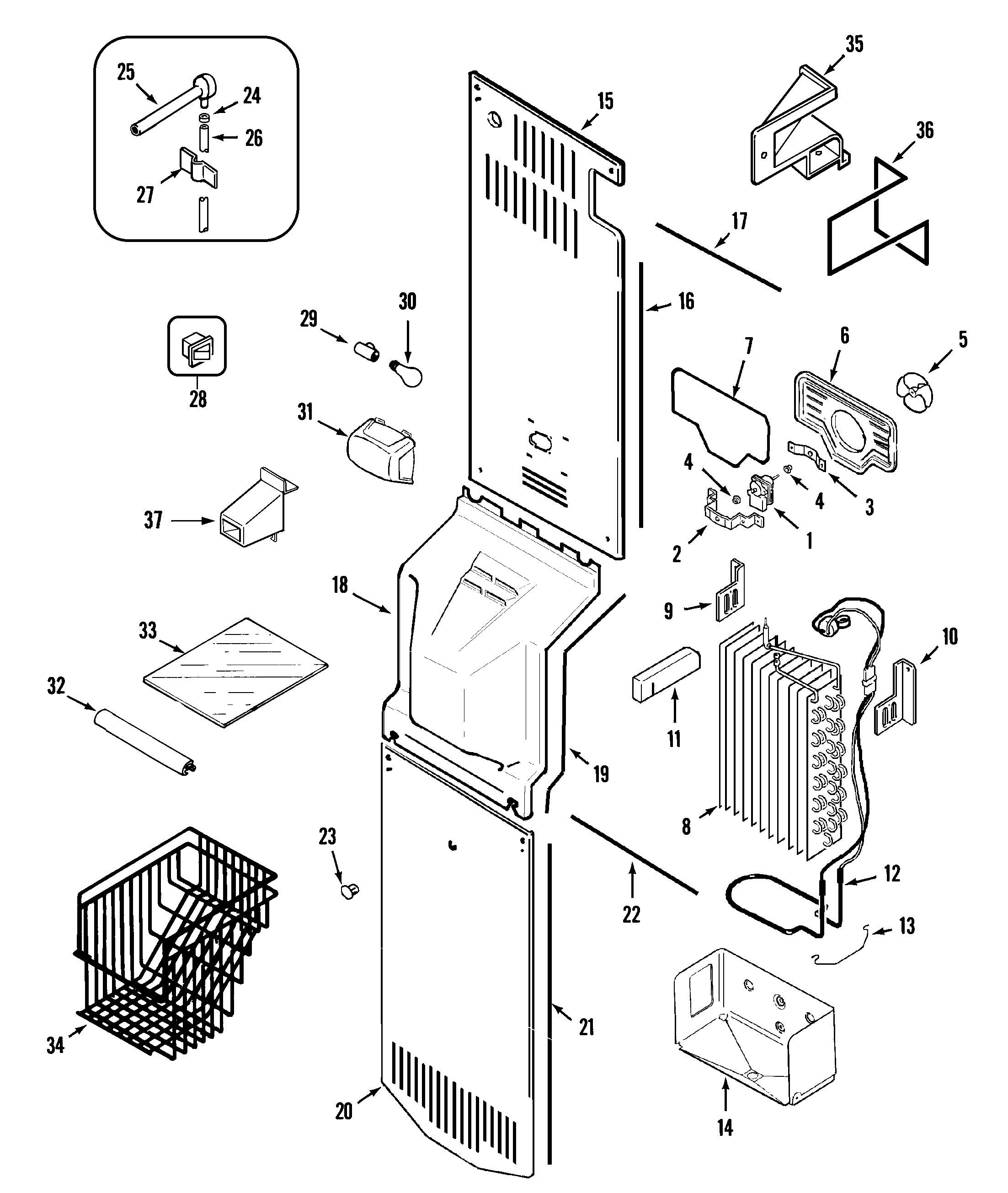 Maytag PSD2145GRQ freezer compartment diagram