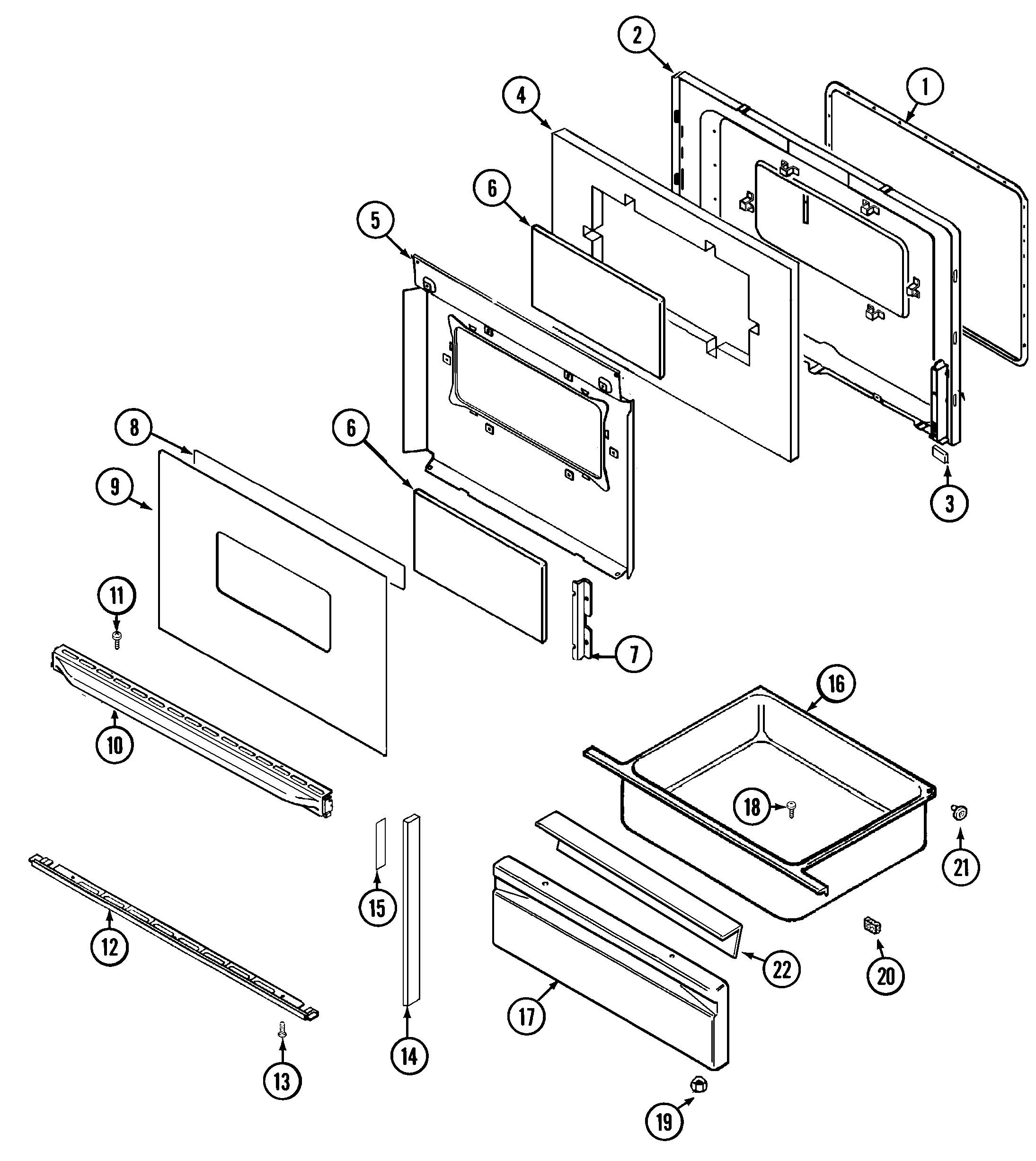 Crosley CG34700BDQ door/drawer diagram