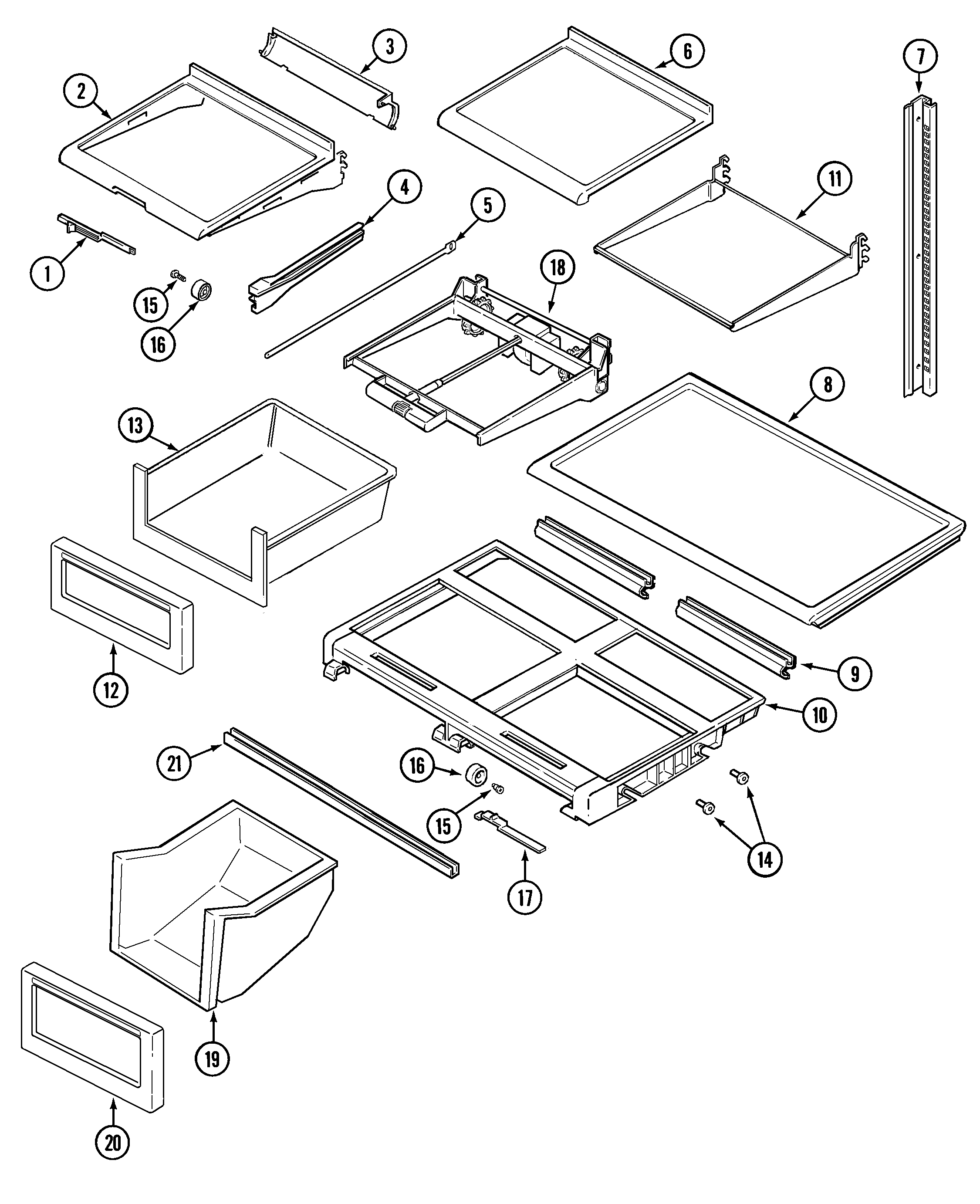 Maytag MTB2656GEQ shelves & accessories diagram