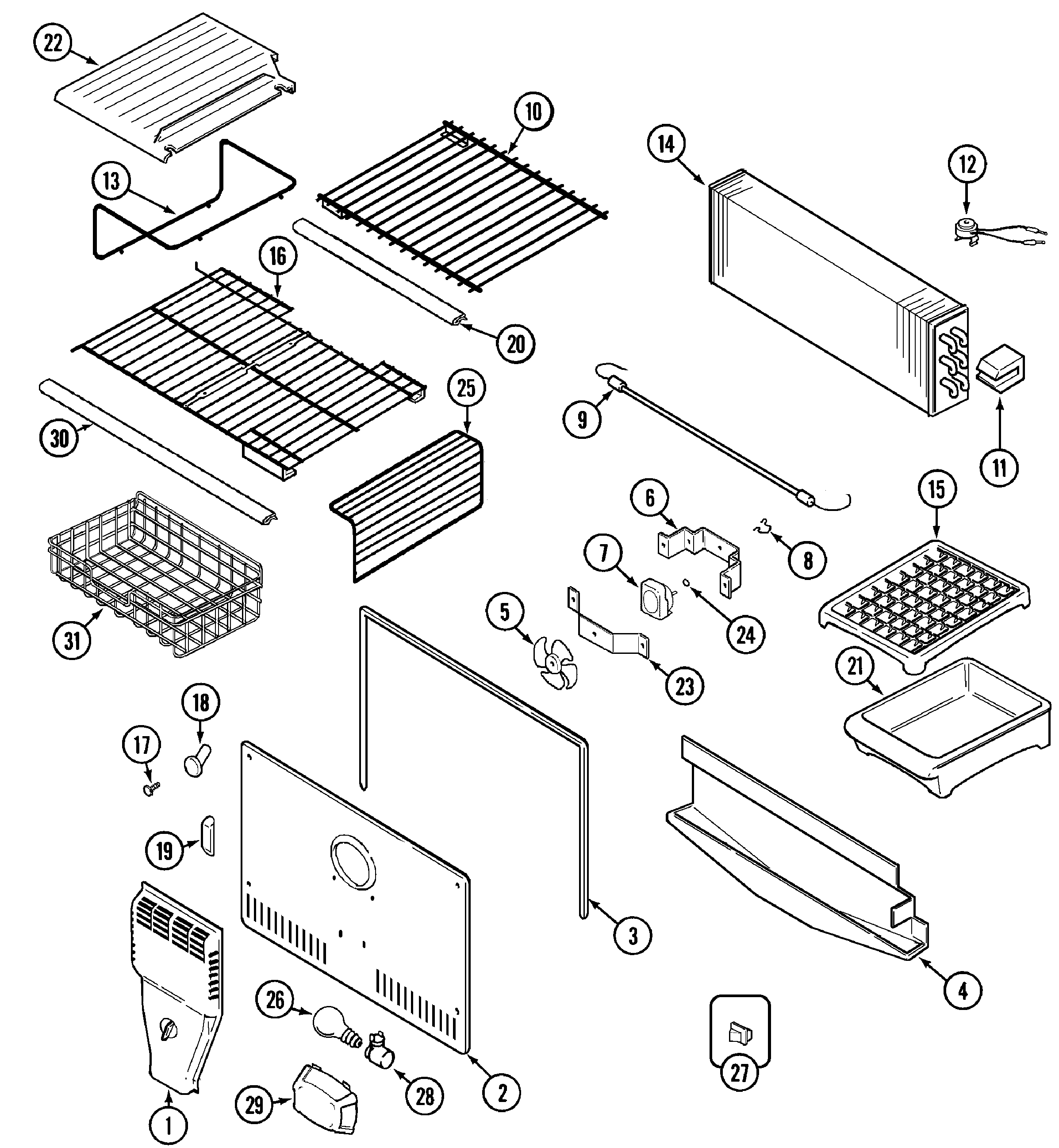 Maytag MTB2656GEQ freezer compartment diagram