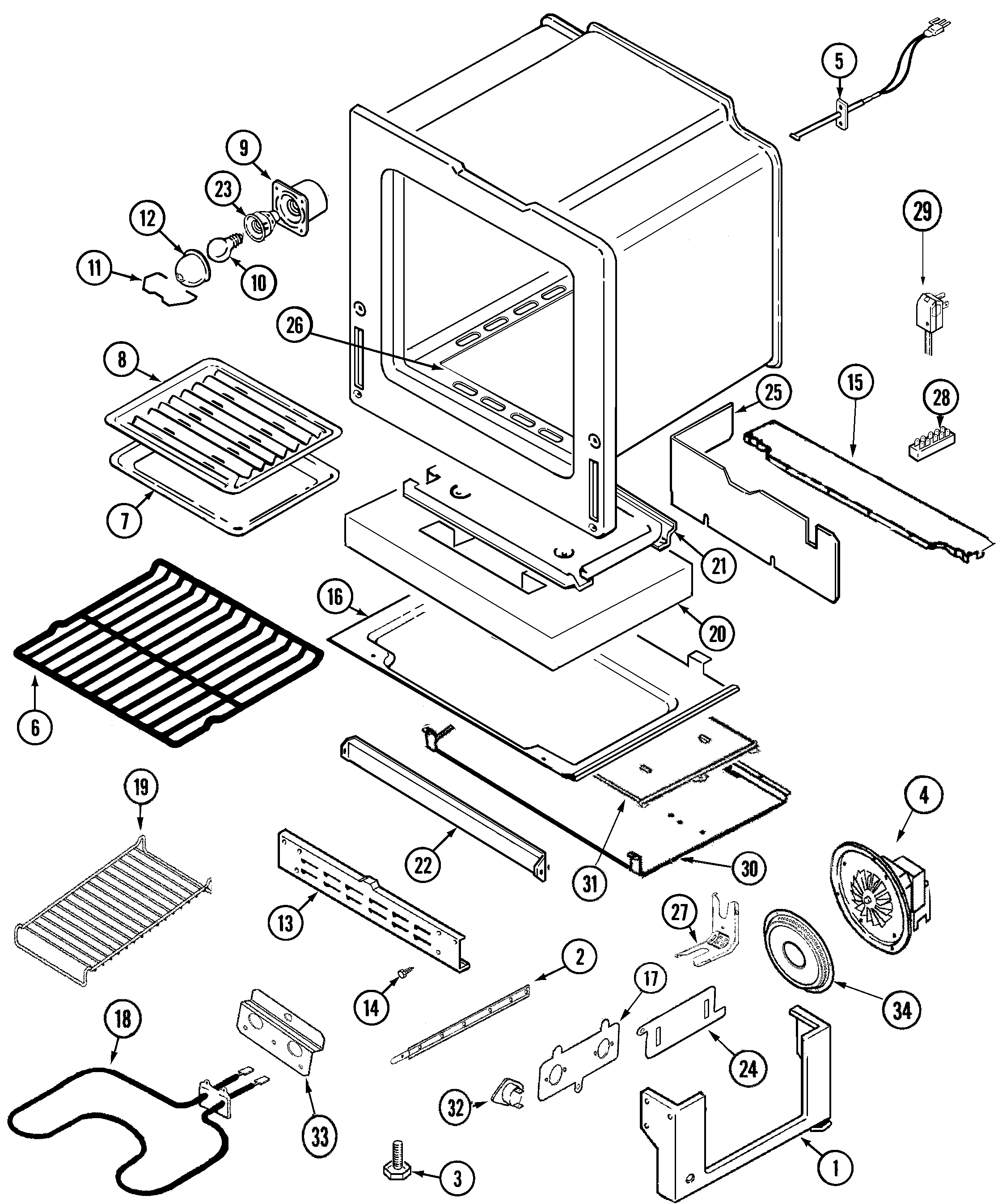 Jenn-Air JGR8850BDQ oven/base diagram