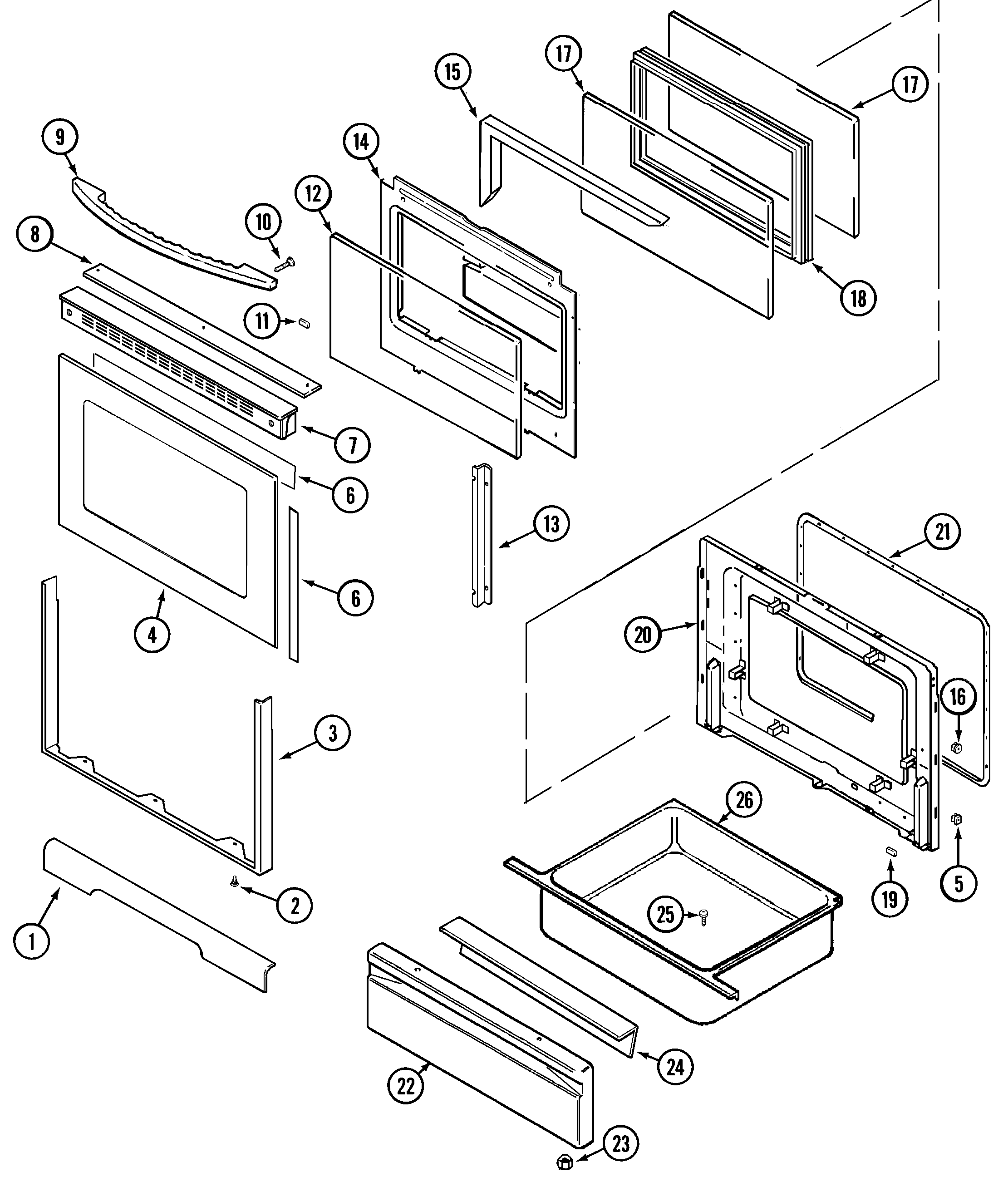 Jenn-Air JGR8750BDB door/warming drawer diagram