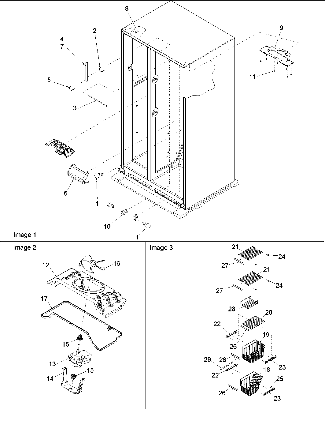 Amana ARS2606BC-PARS2606BC0 evap fan motor & fz shelving diagram