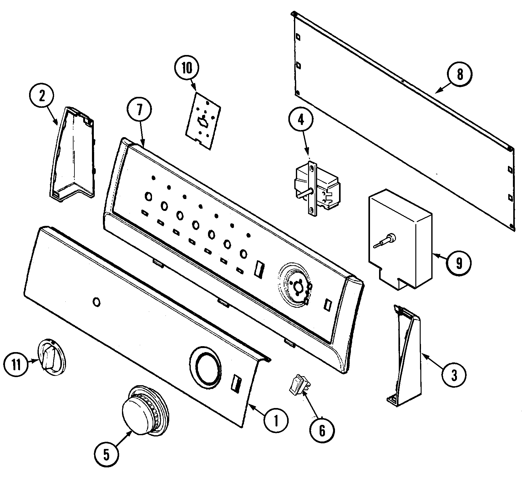 Amana DLG231RAW control panel diagram