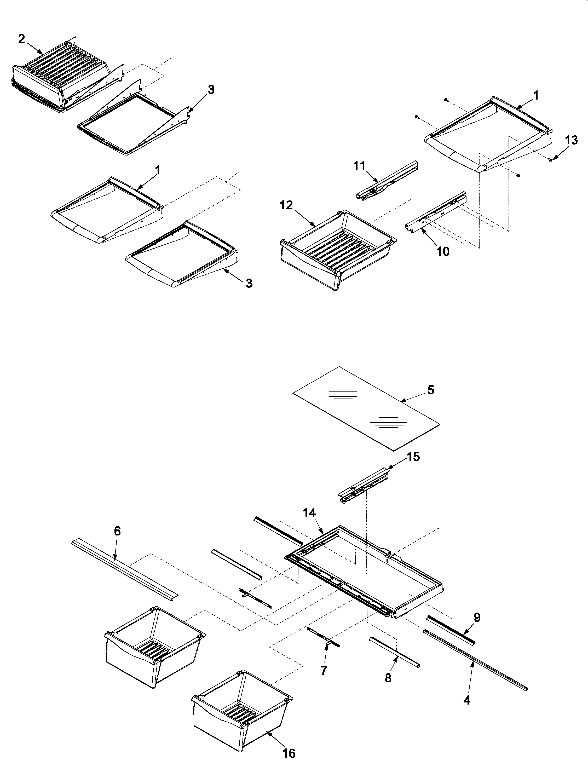 Kenmore 59673914200 refrigerator shelving diagram