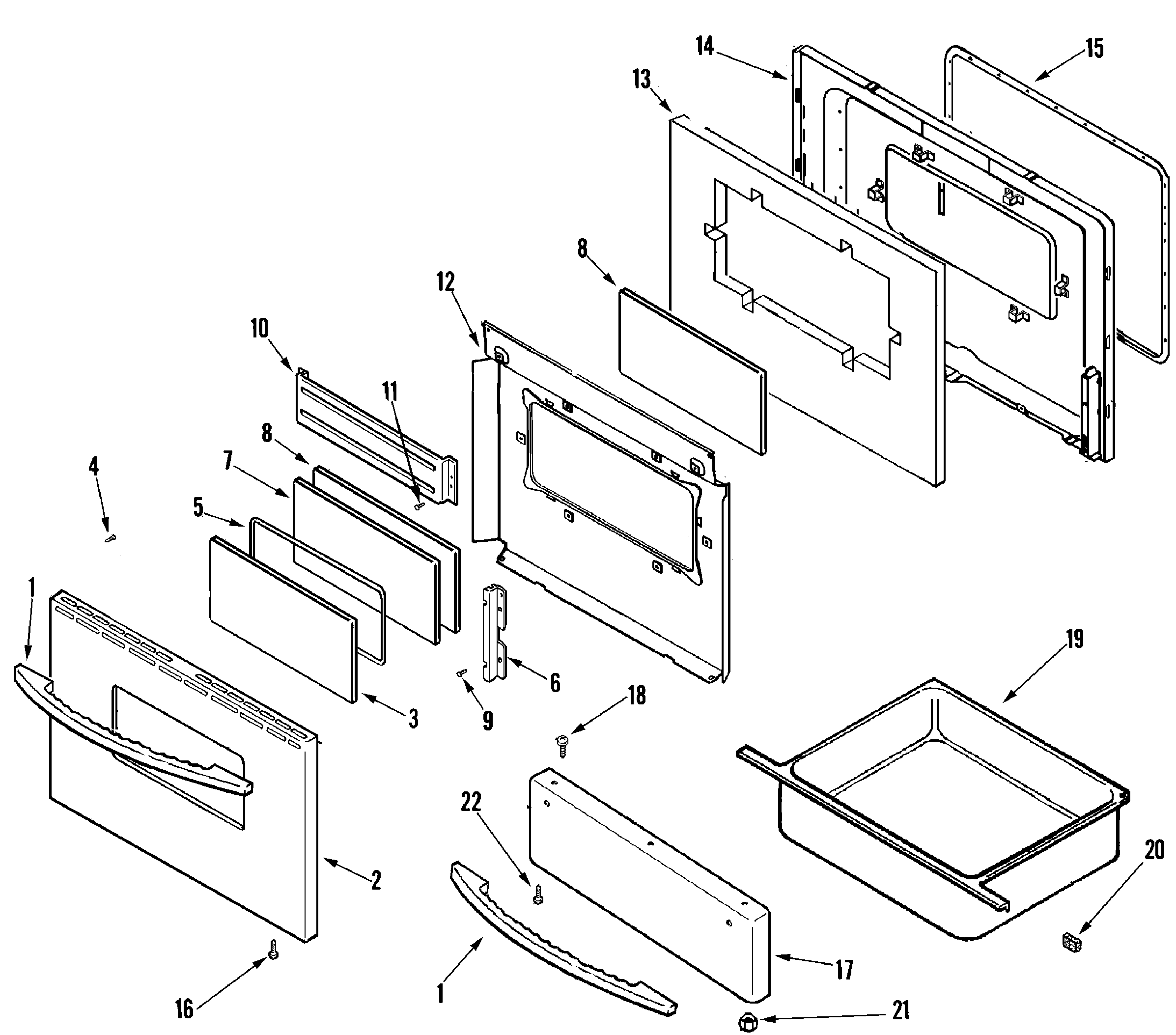Maytag MERD750BAS door/drawer (stl) diagram