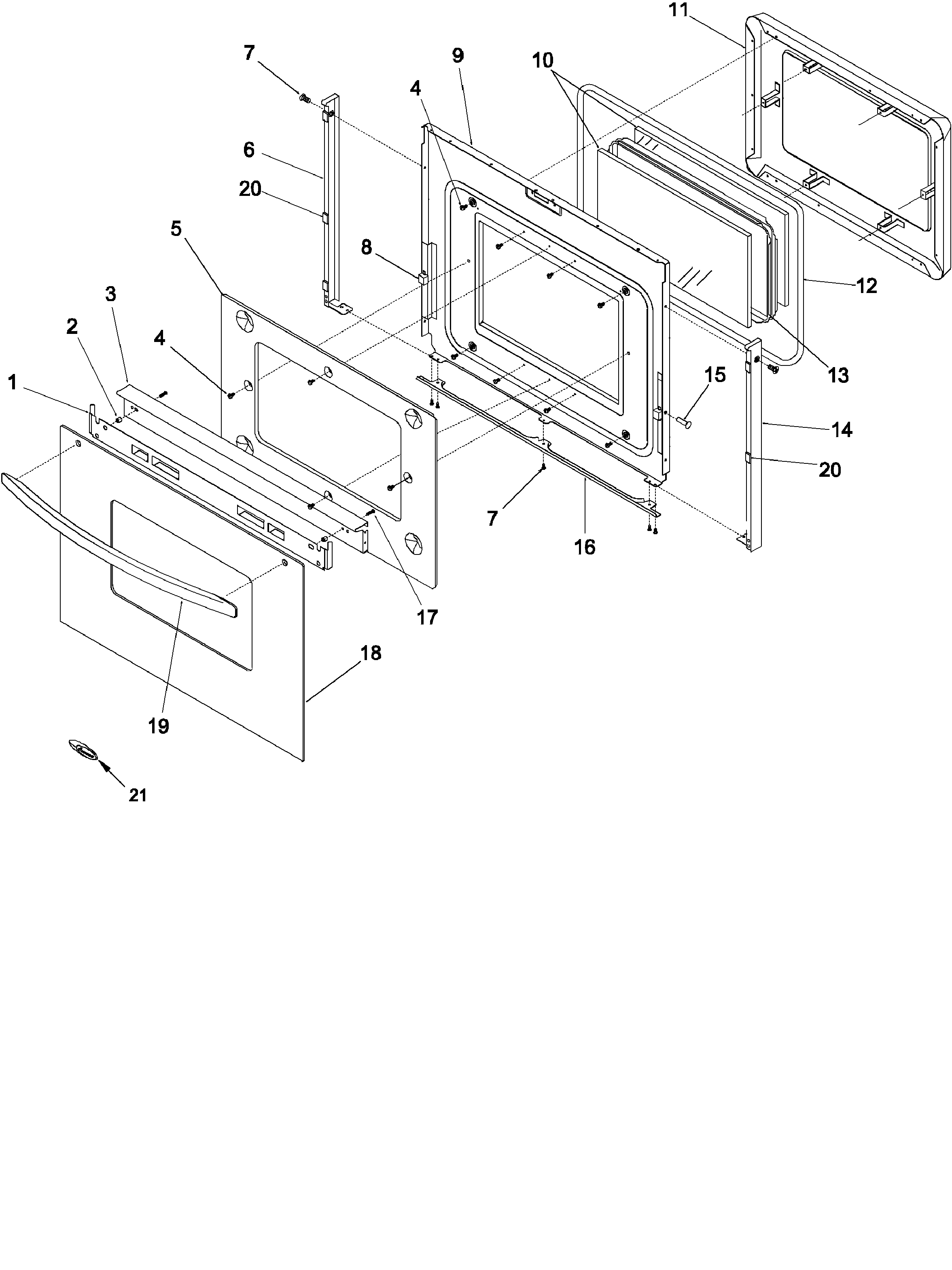 Amana ACS4660AW-PACS4660AW1 oven door diagram