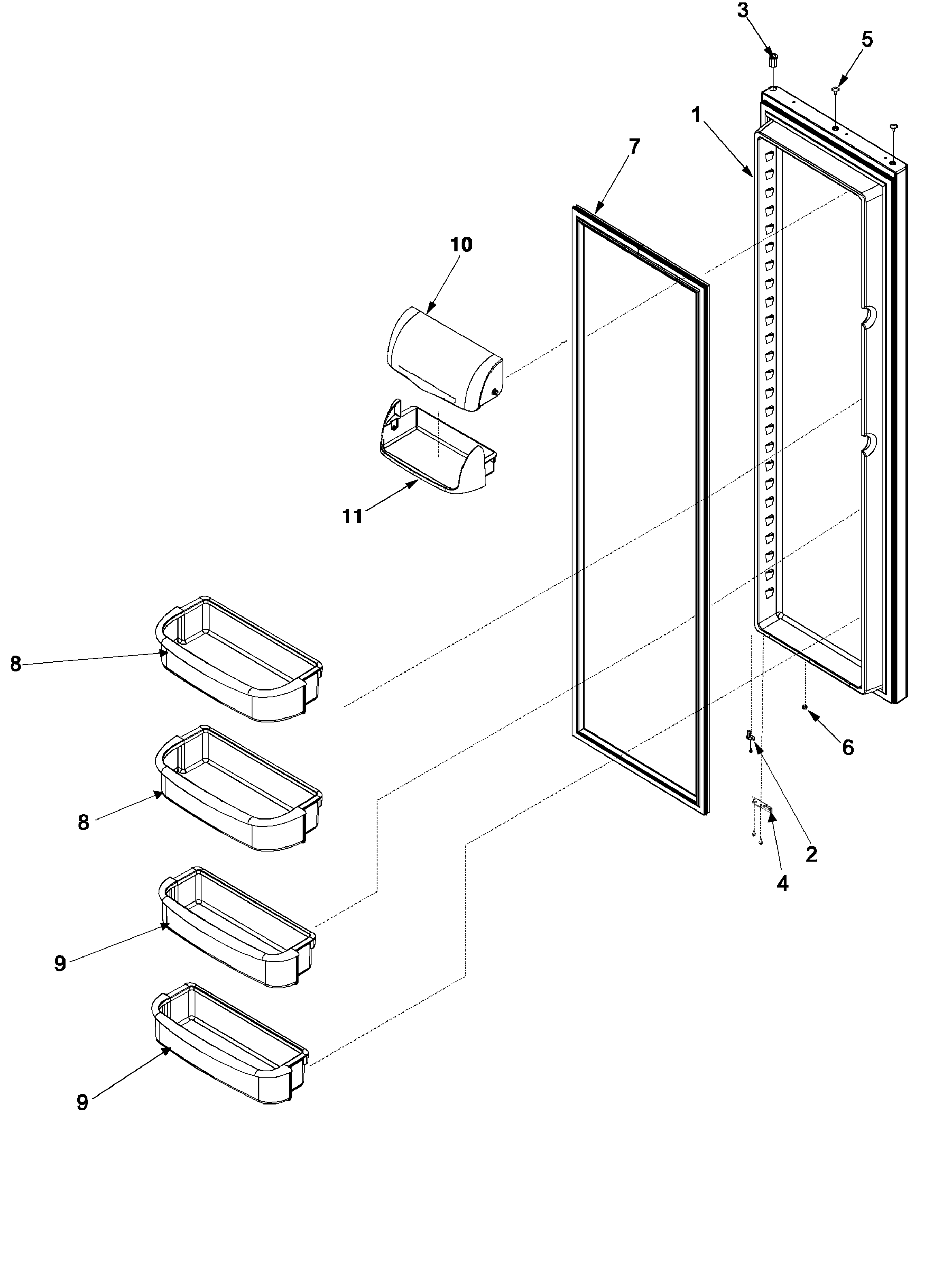 Maytag PSD2453GRW-PPSD2453GW0 refrigerator door diagram