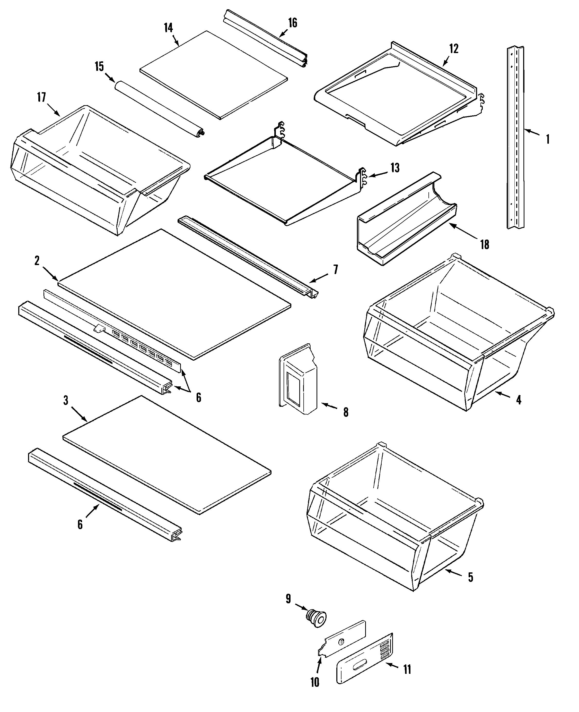Maytag MSD2422GRW shelves & accessories diagram