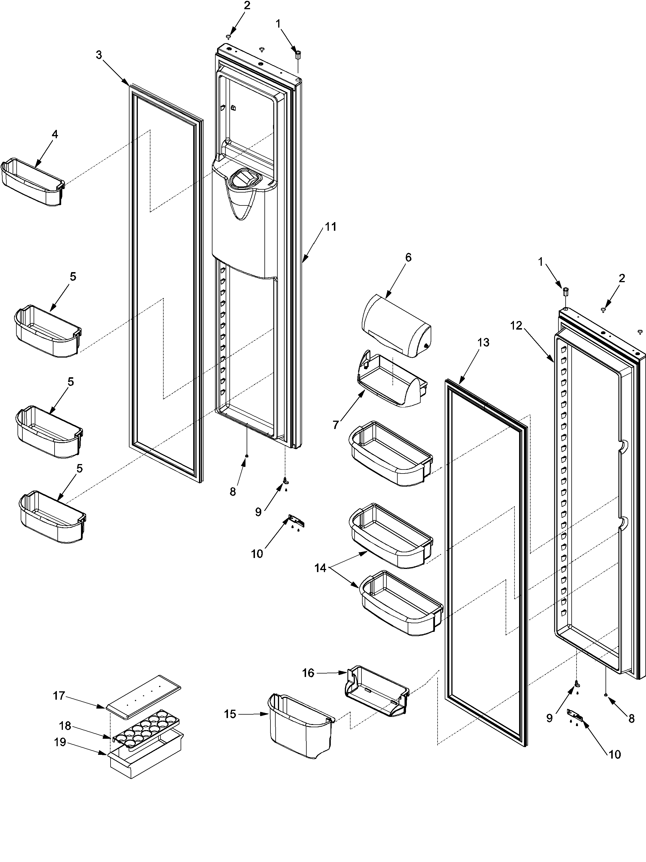 Kenmore 59652674201 ref/fz door and shelf diagram