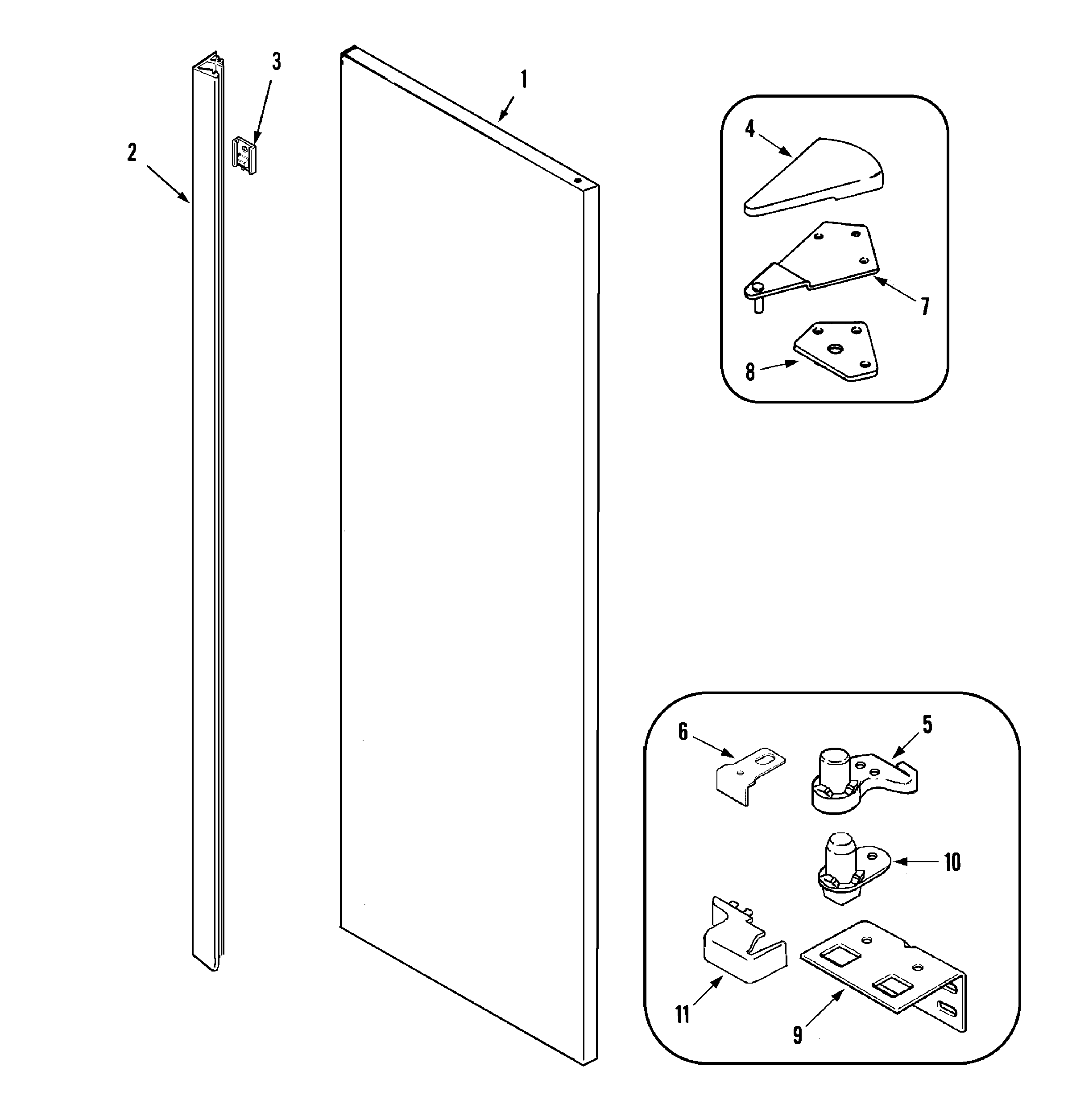 Maytag KGU66990 fresh food outer door diagram