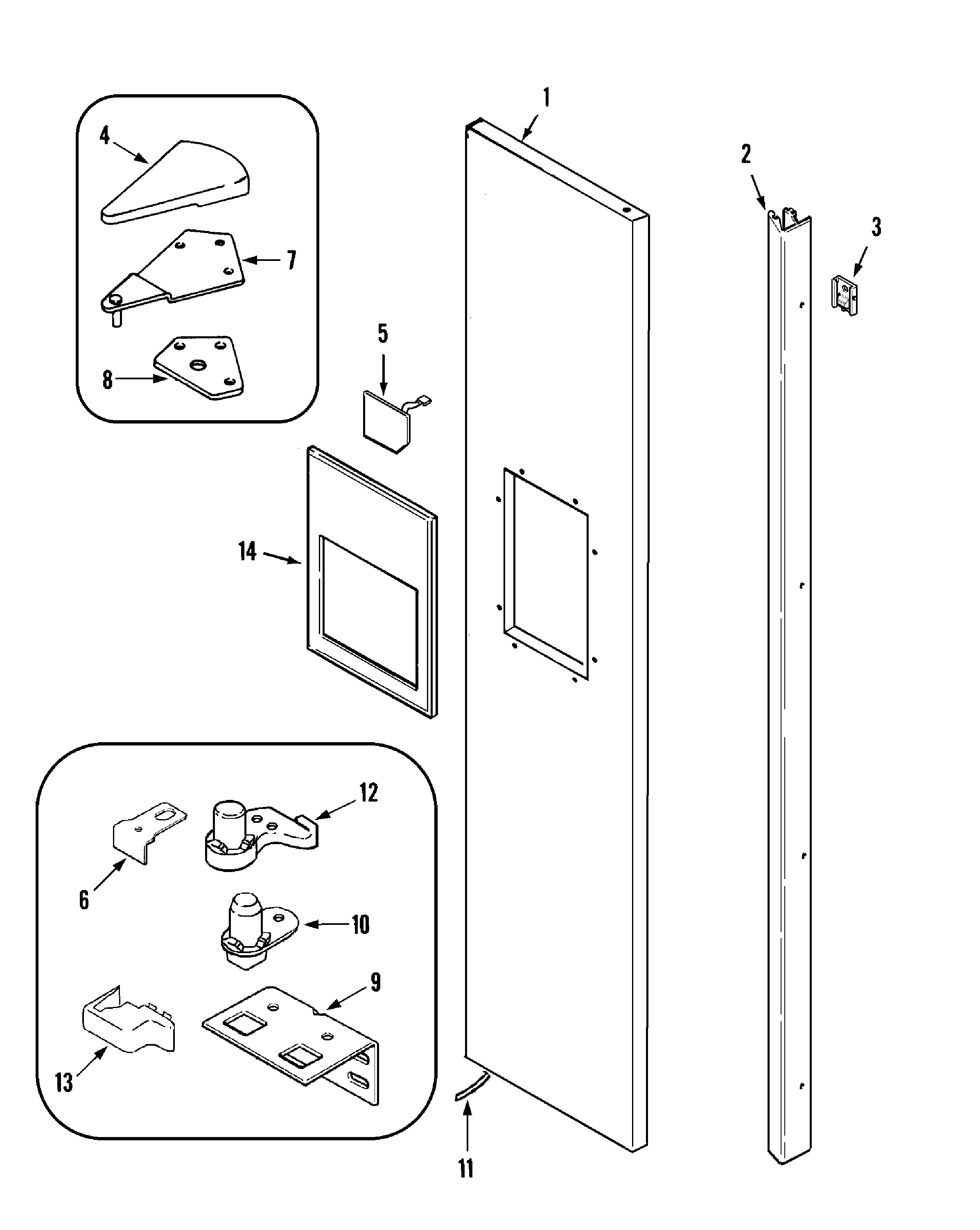 Maytag KGU66990 freezer outer door diagram