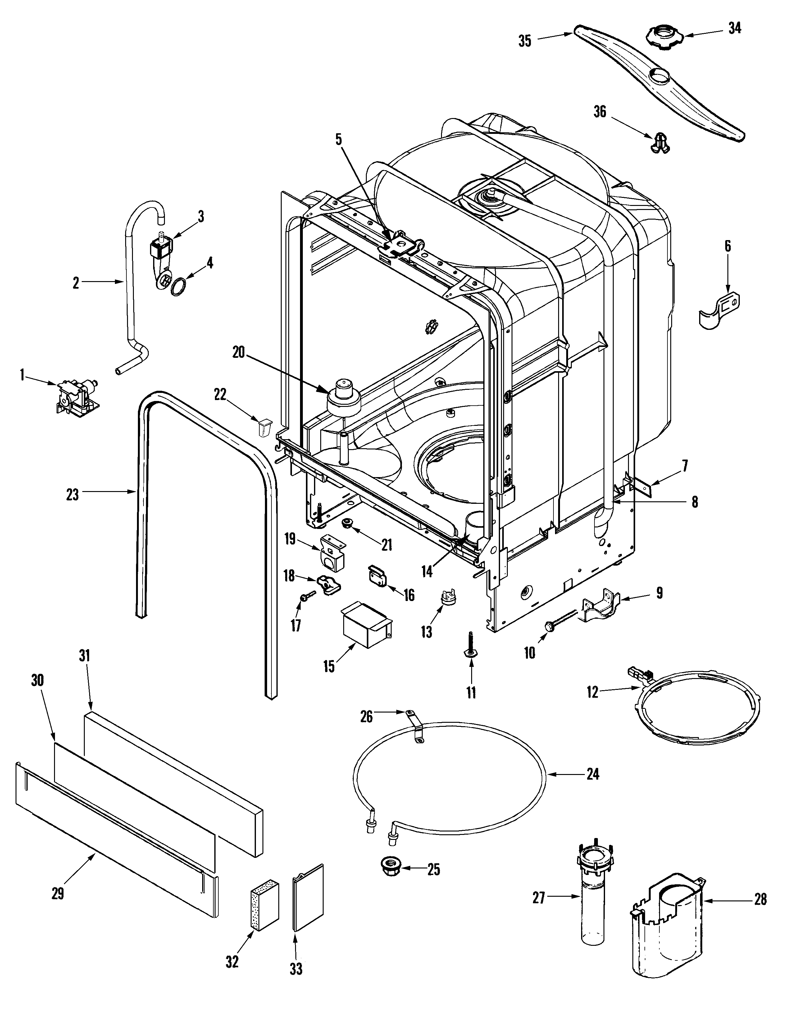 Maytag MDBE790AWB tub diagram