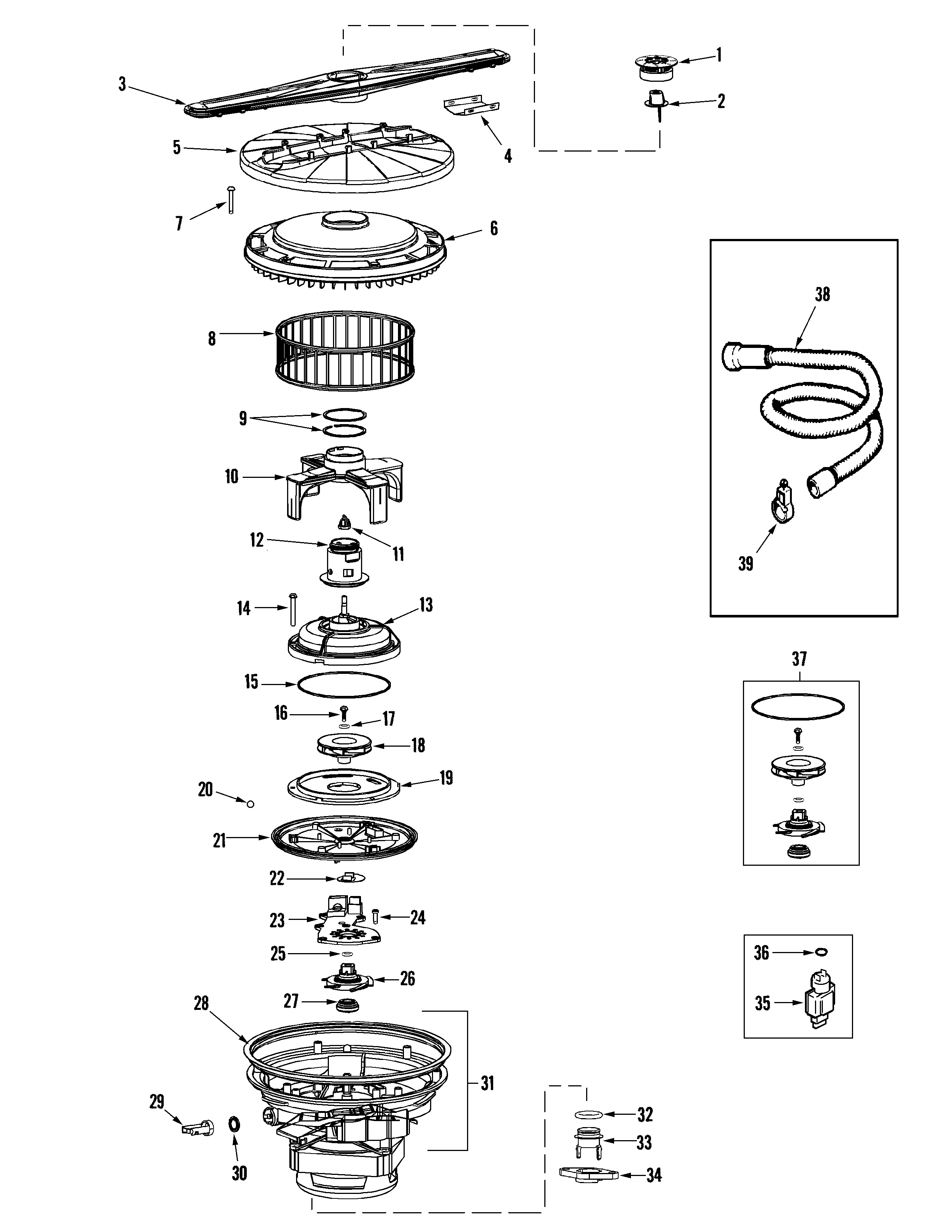 Maytag MDBE790AWB pump & motor diagram