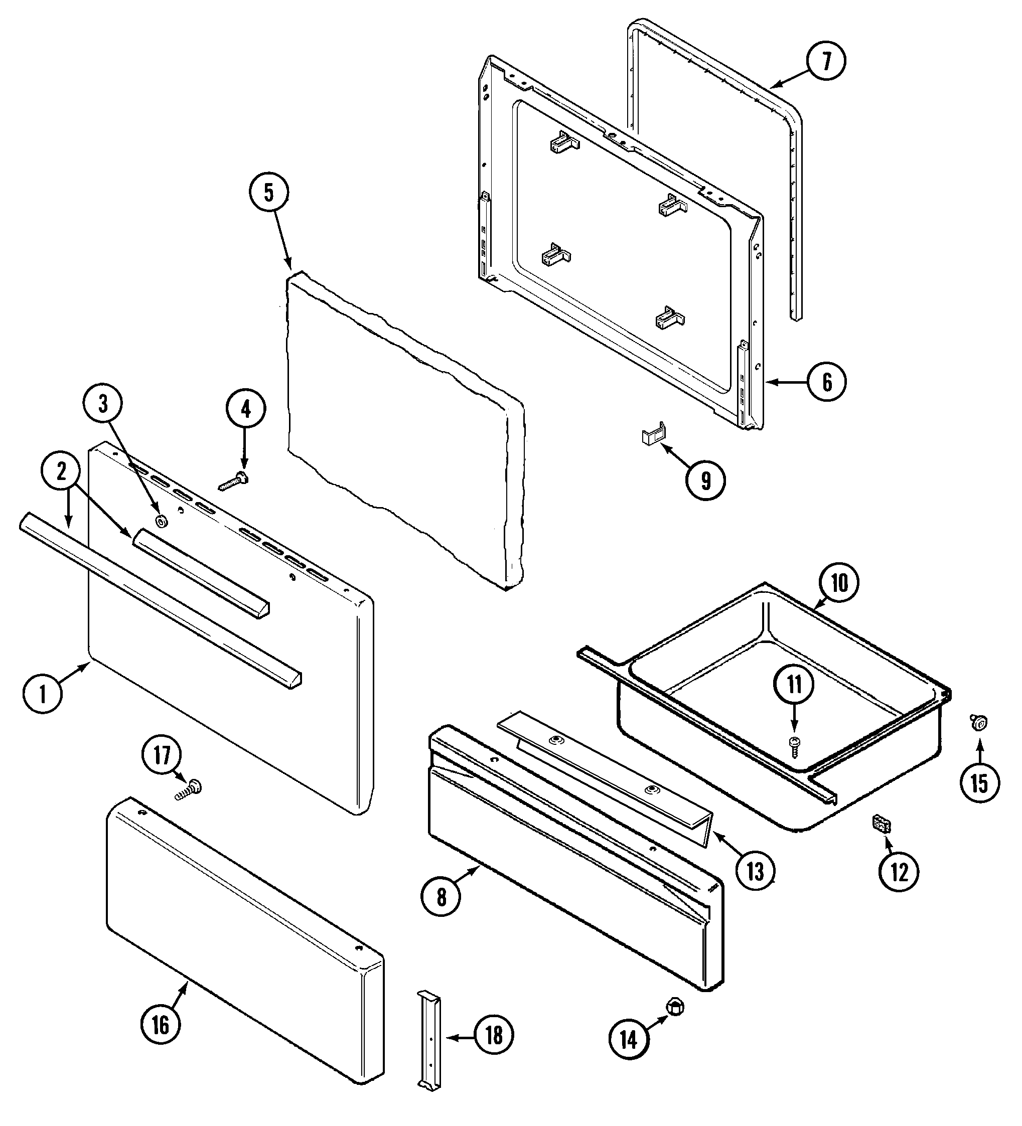 Magic Chef CER1110AAH door/drawer diagram