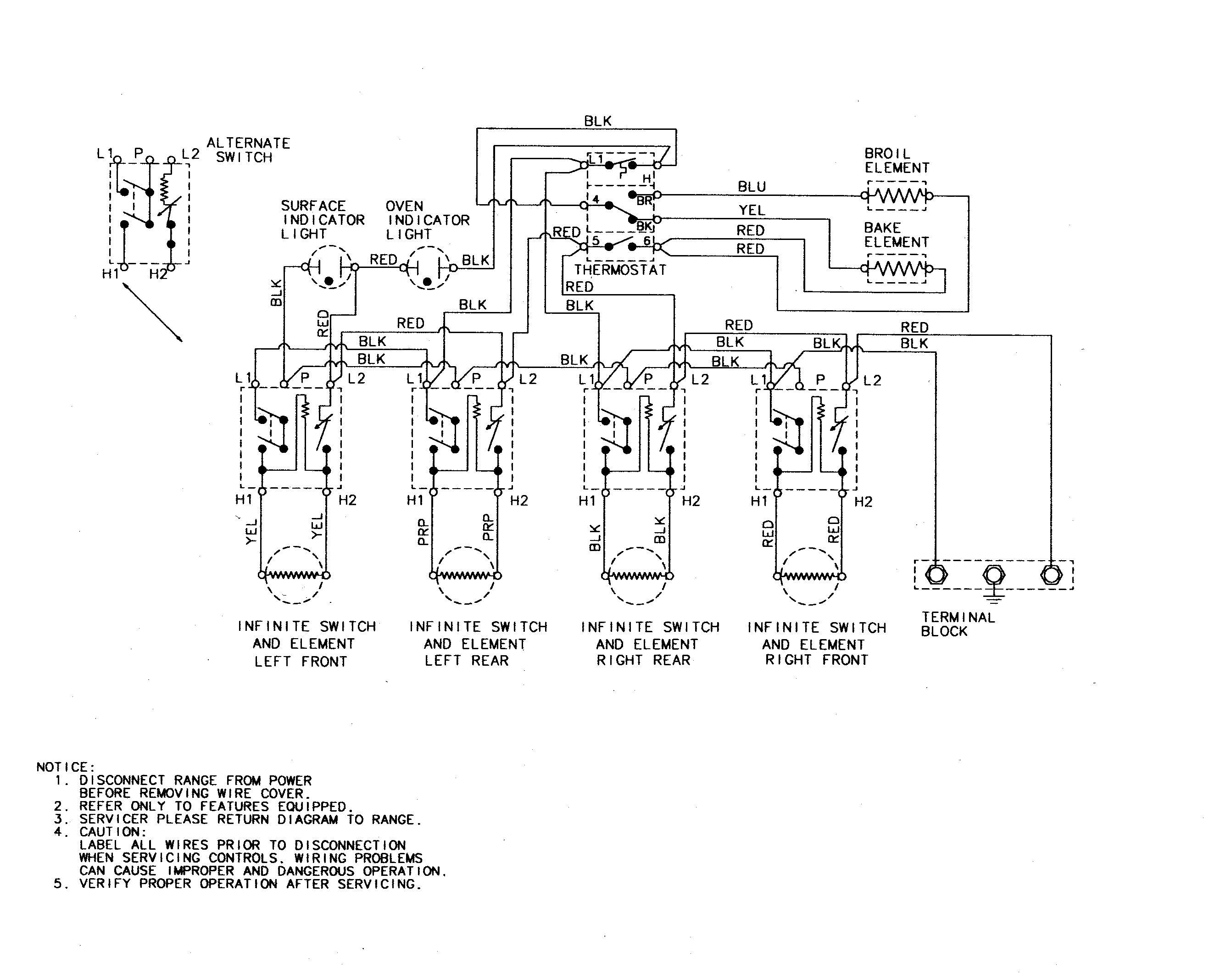 Magic Chef CER1110AAH wiring information (at various series) diagram