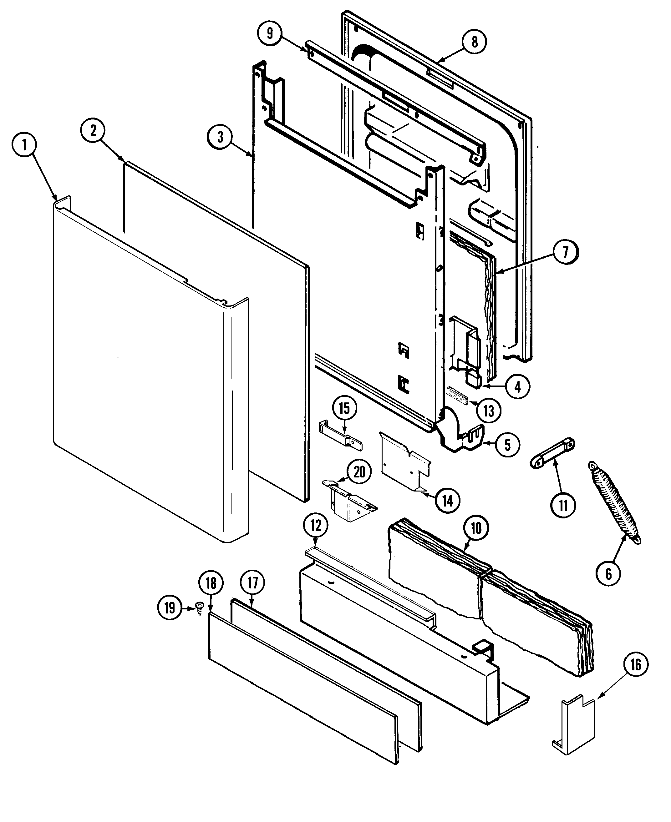 Jenn-Air JDB4950AWU door diagram