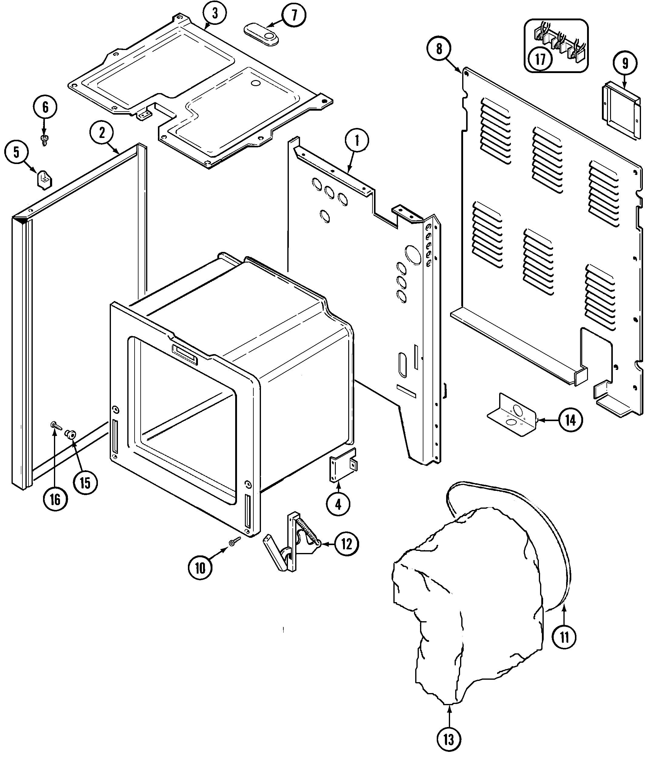 Magic Chef CER1360BAW body diagram