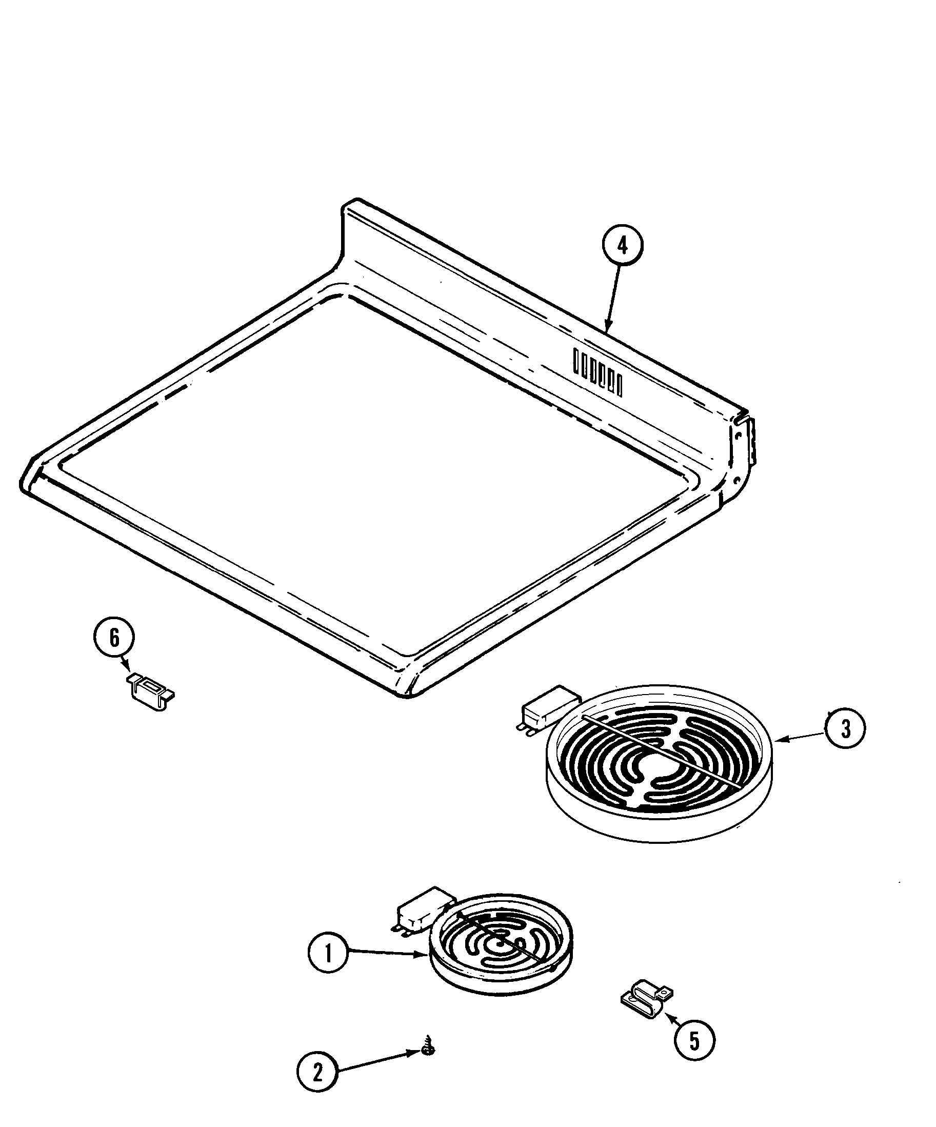 Magic Chef CER3760BAT top assembly diagram