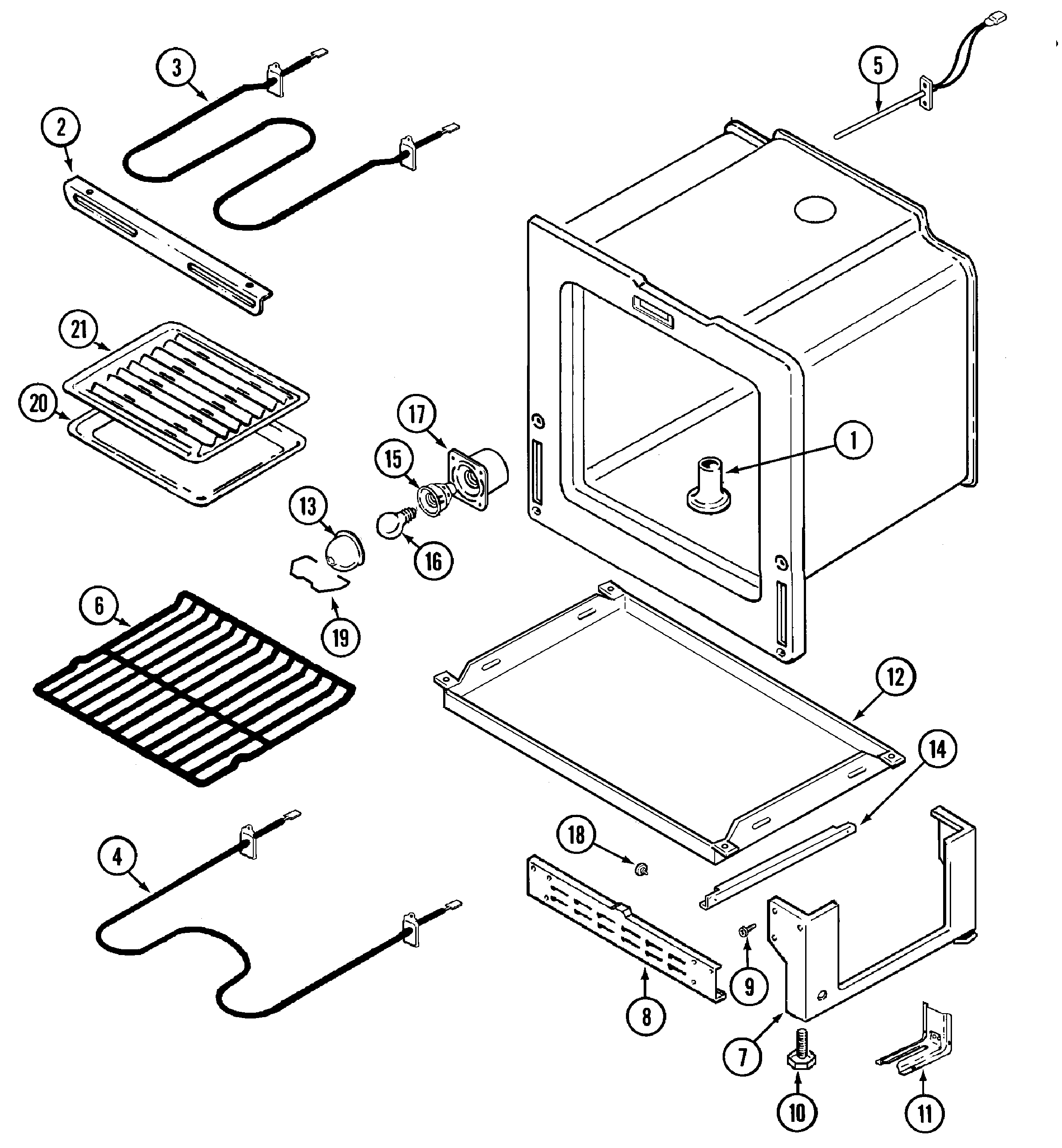 Amana DCF4115AC oven/base diagram