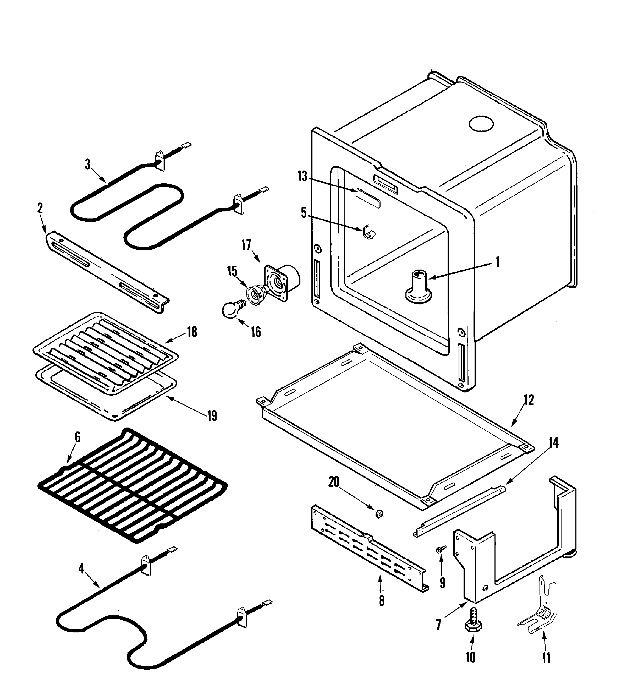 Admiral AER1350BAH oven/base diagram