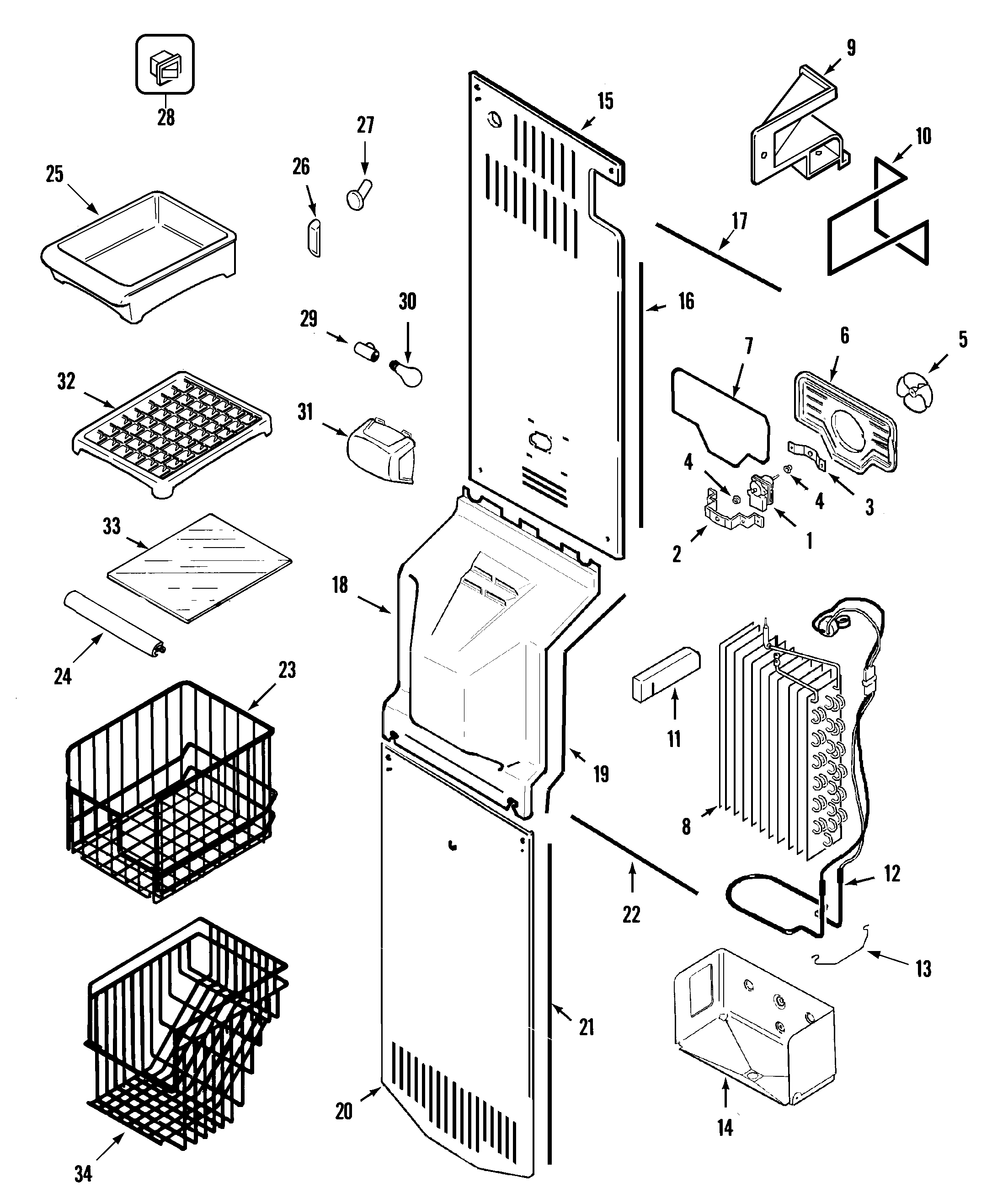Maytag GS2327PEHQ freezer compartment diagram