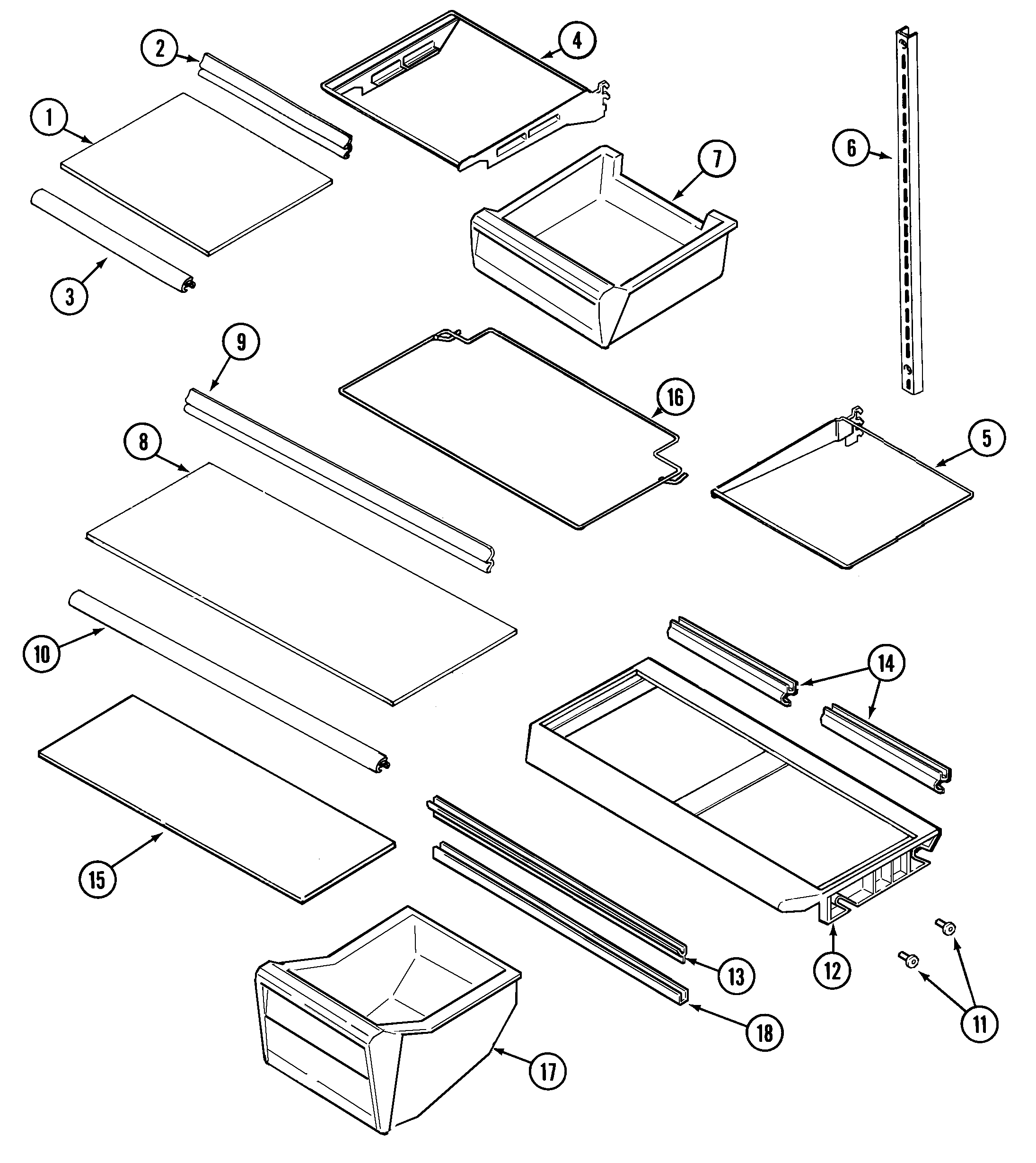 Crosley CT21A6FA shelves & accessories diagram