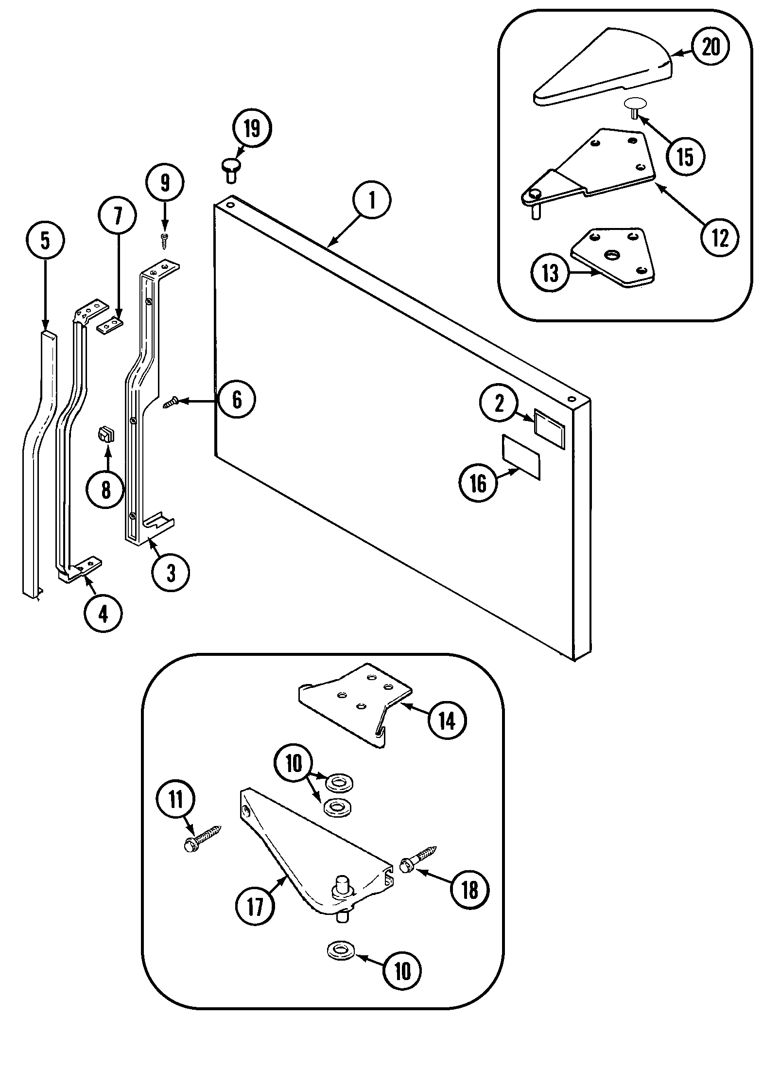 Crosley CT21A6FA freezer outer door diagram