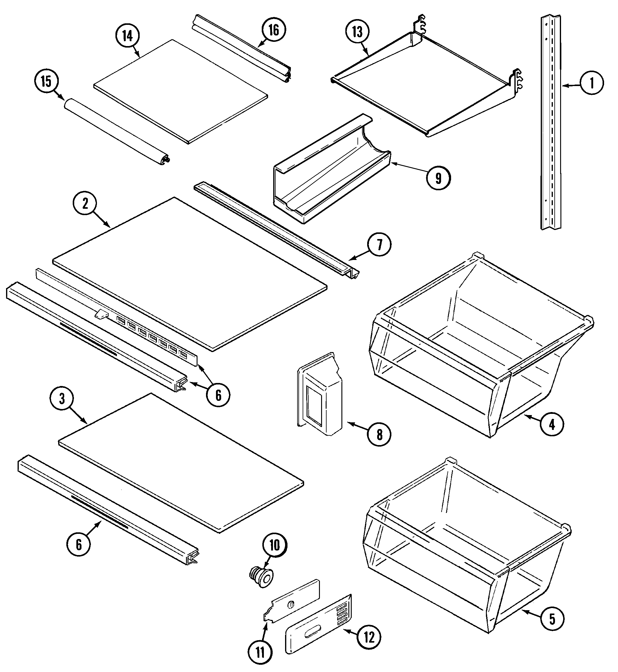 Crosley CS23A6DA shelves & accessories diagram