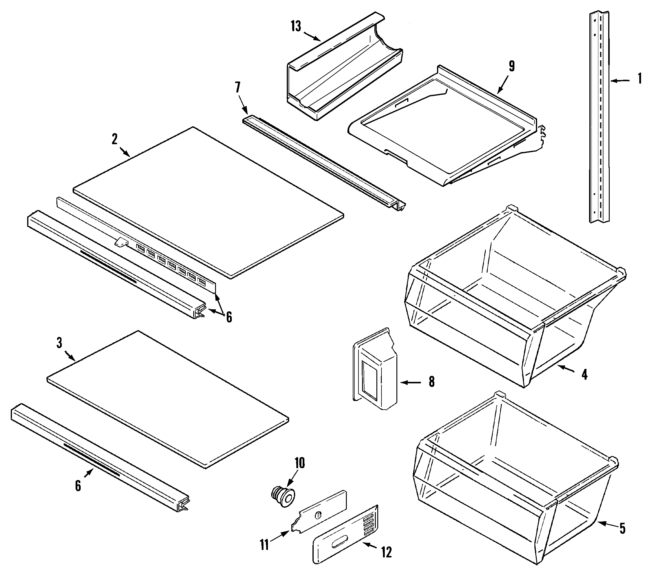 Crosley CS25A7DW shelves & accessories diagram