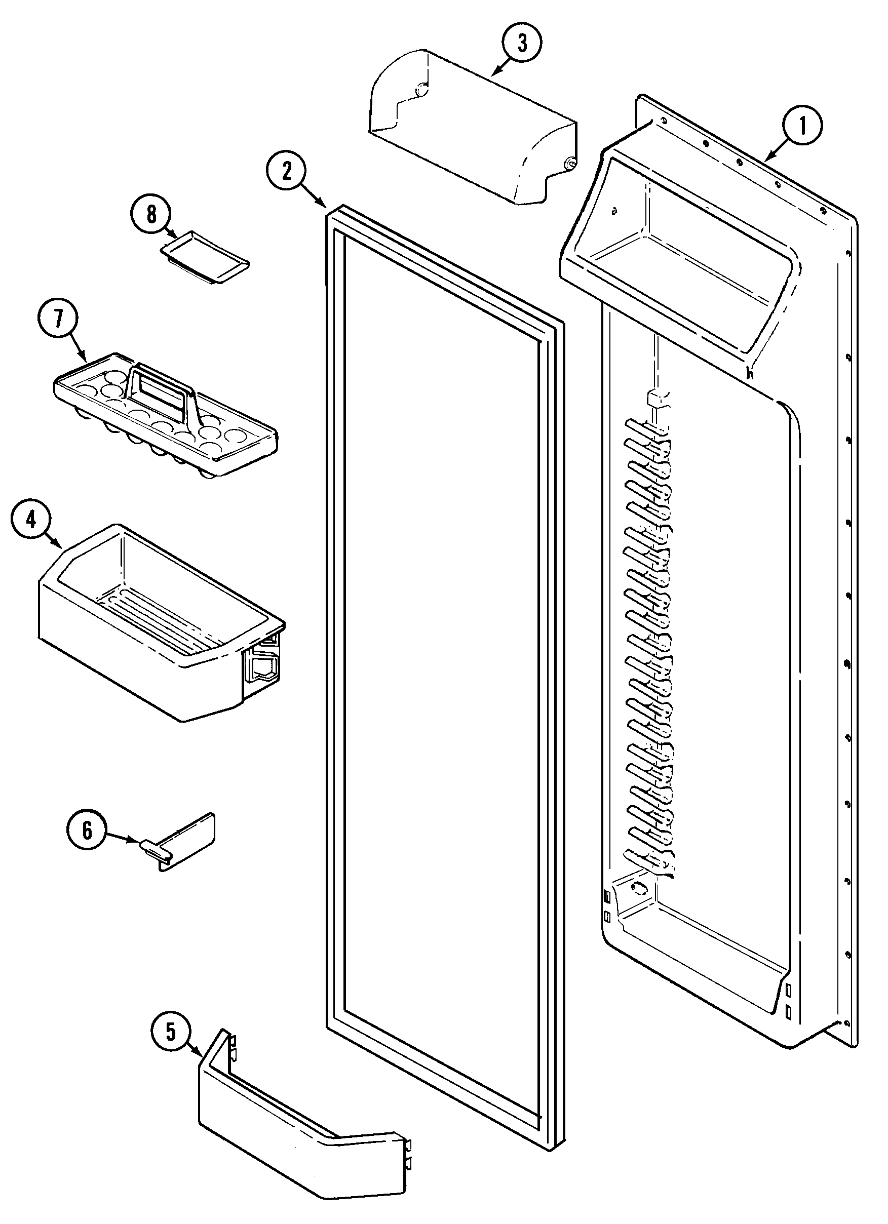 Crosley CS25A7DW fresh food inner door diagram