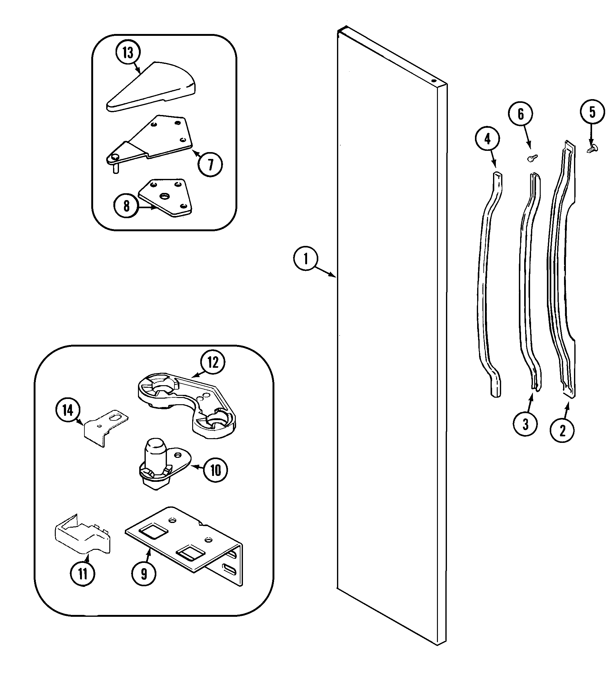 Crosley CS23B5W freezer outer door diagram