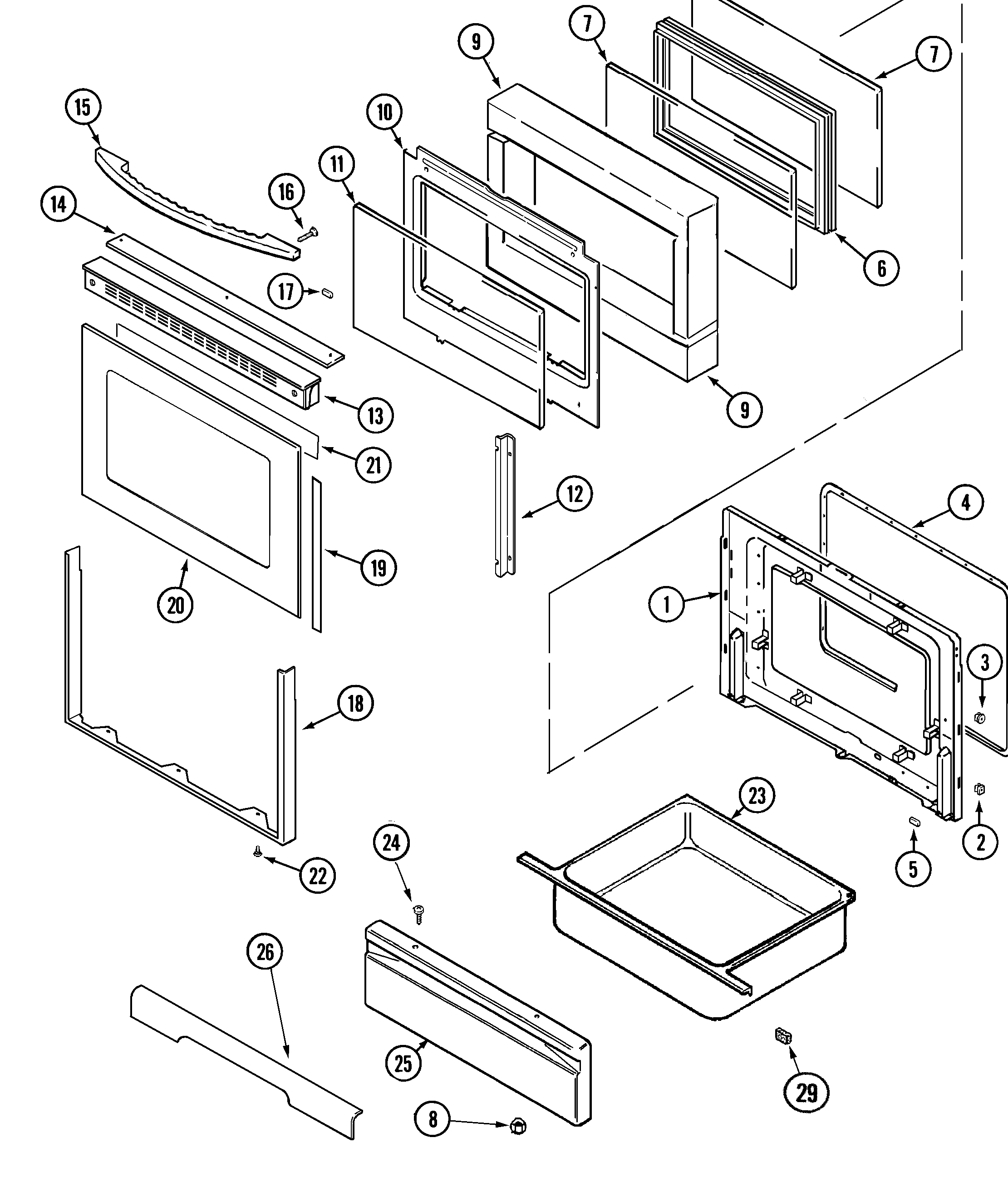Jenn-Air JER8849BCW door/drawer diagram