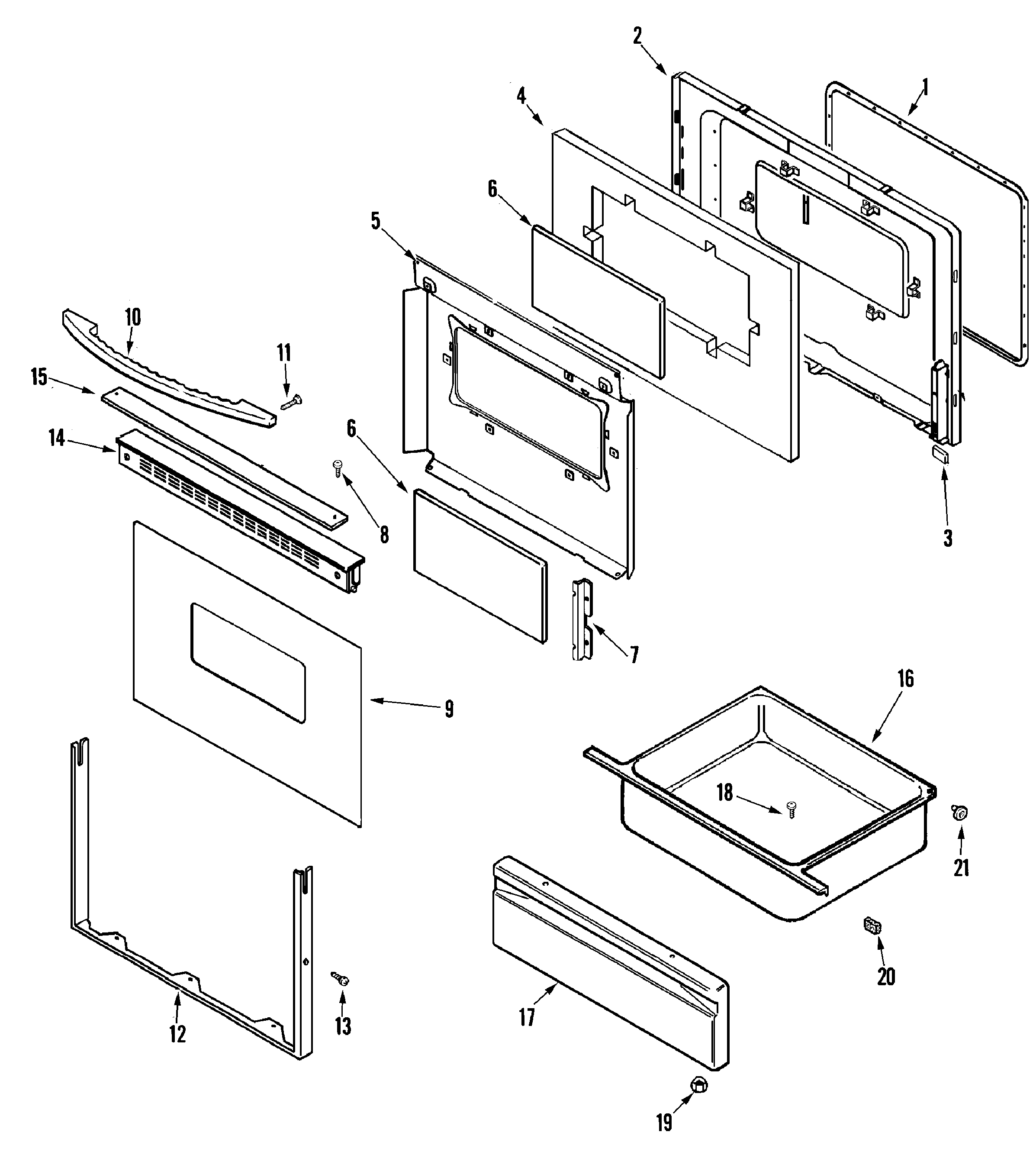 Maytag MER5730BGW door/drawer diagram