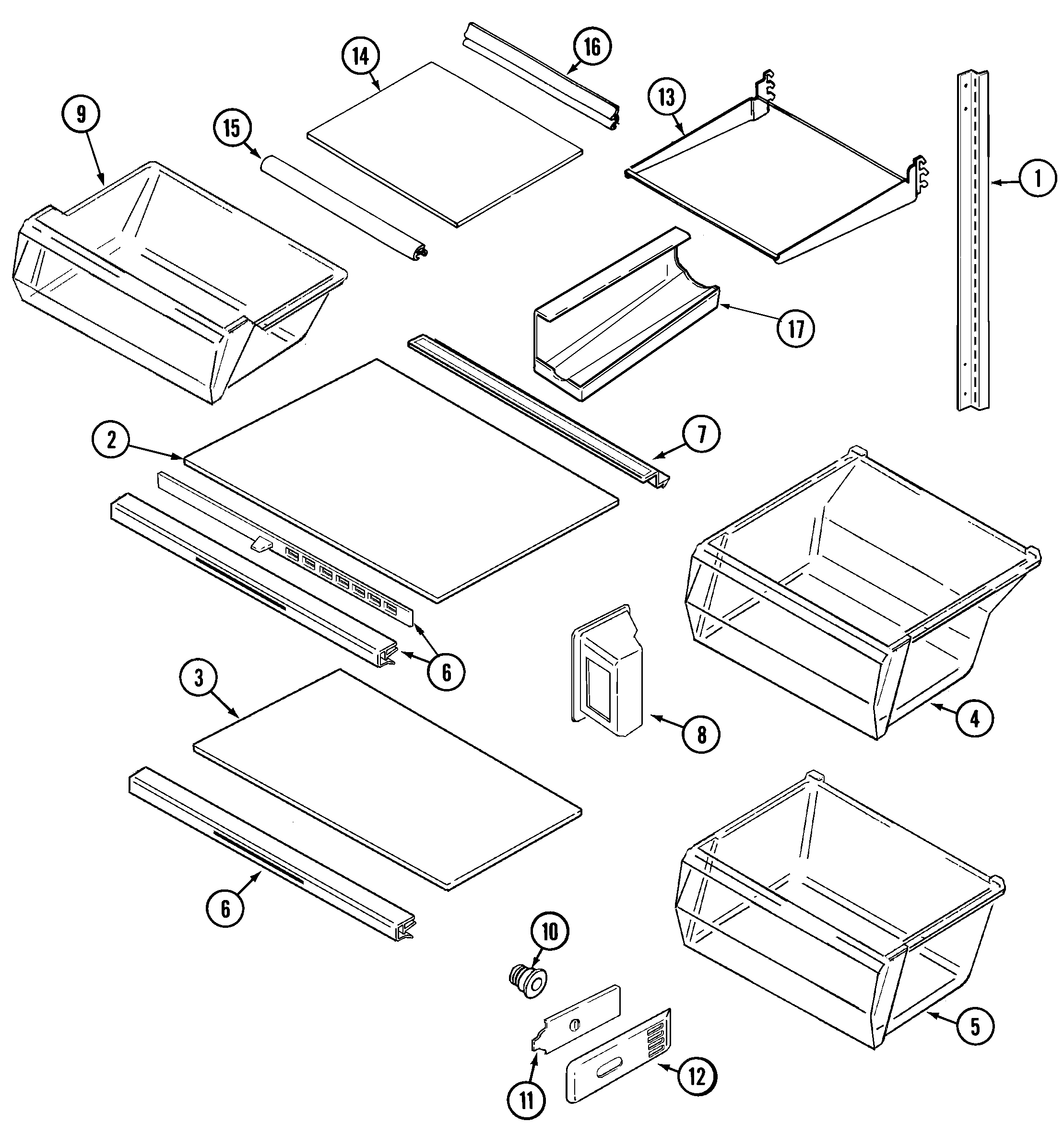 Crosley CS23B6DQ shelves & accessories (bisque) diagram
