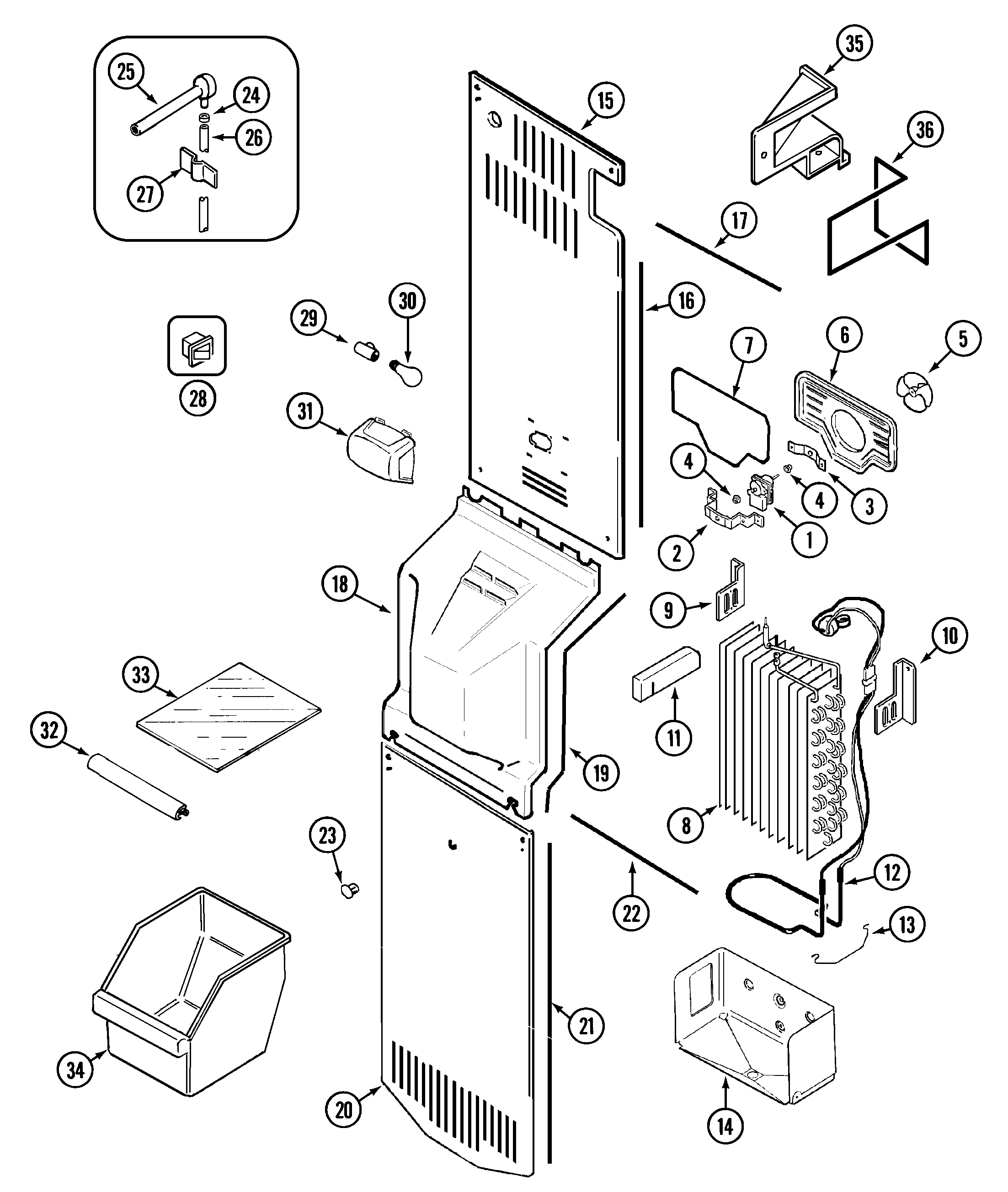 Crosley CS23B6DQ freezer compartment (bisque) diagram