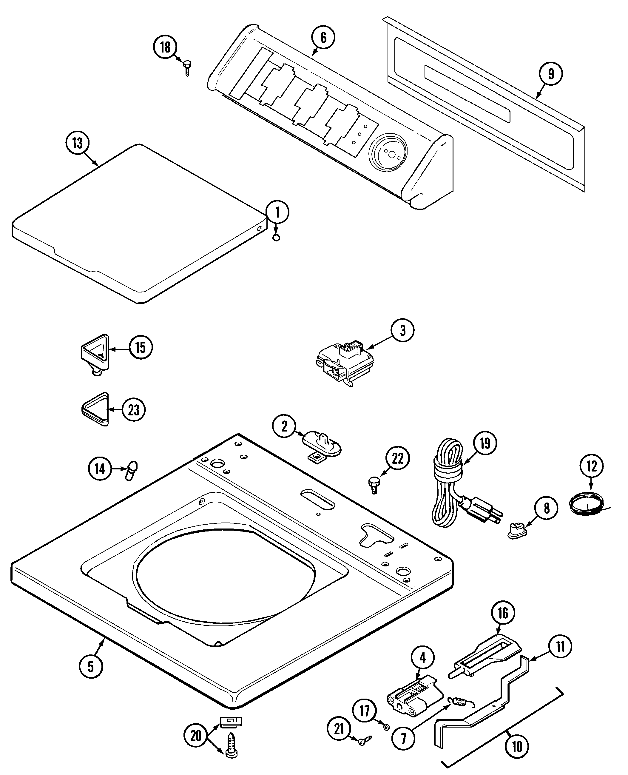 Maytag LAW2401AAE top diagram