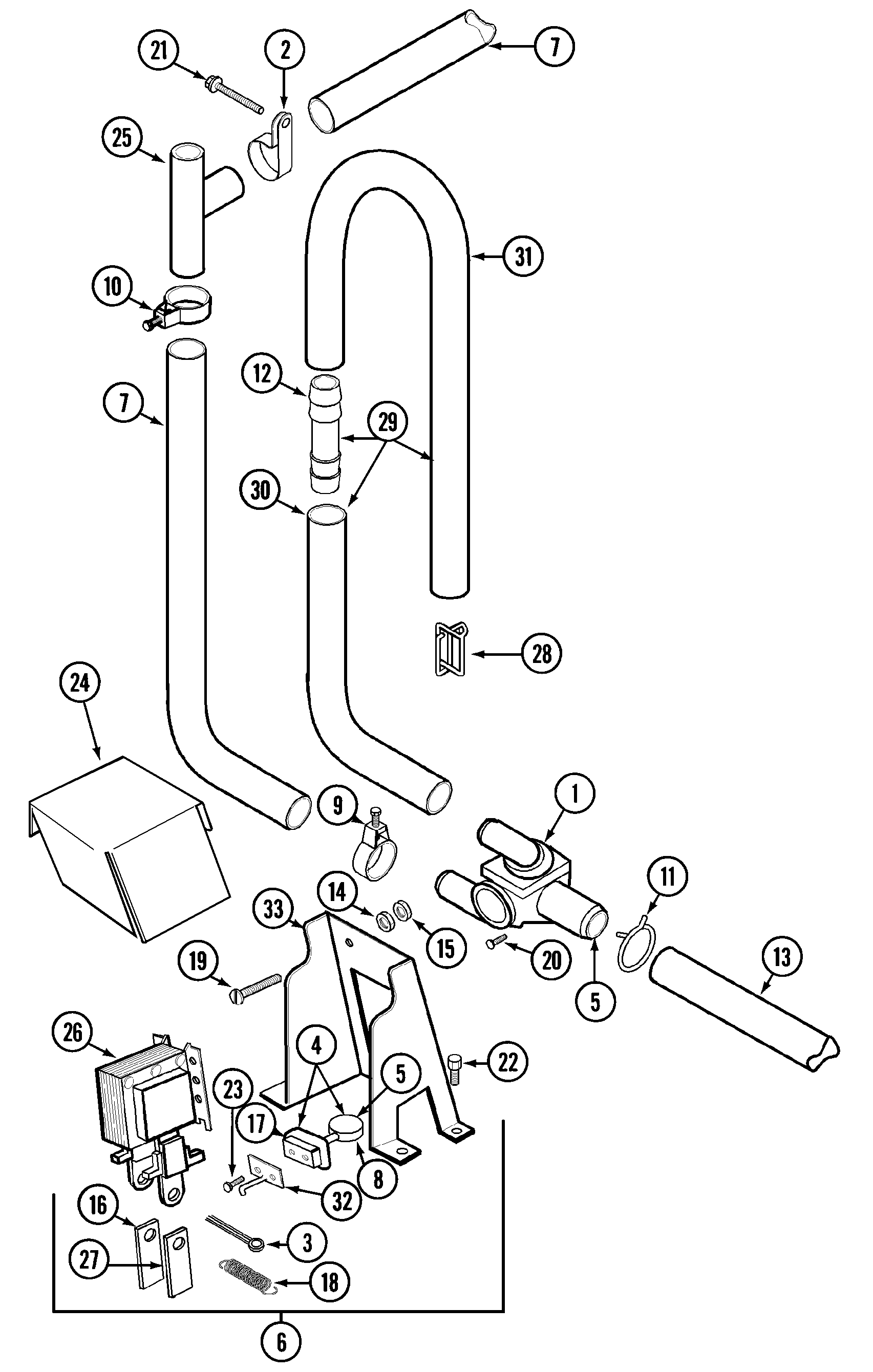 Maytag LAW2401AAE water saver components diagram