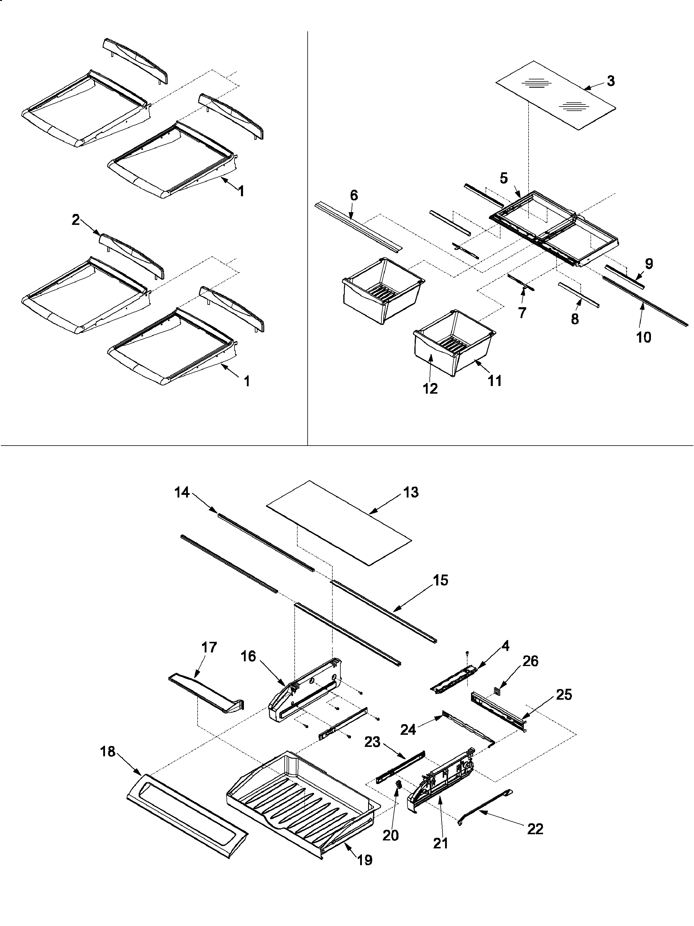 Amana ARB9058CW-PARB9058CW0 refrigerator shelving diagram