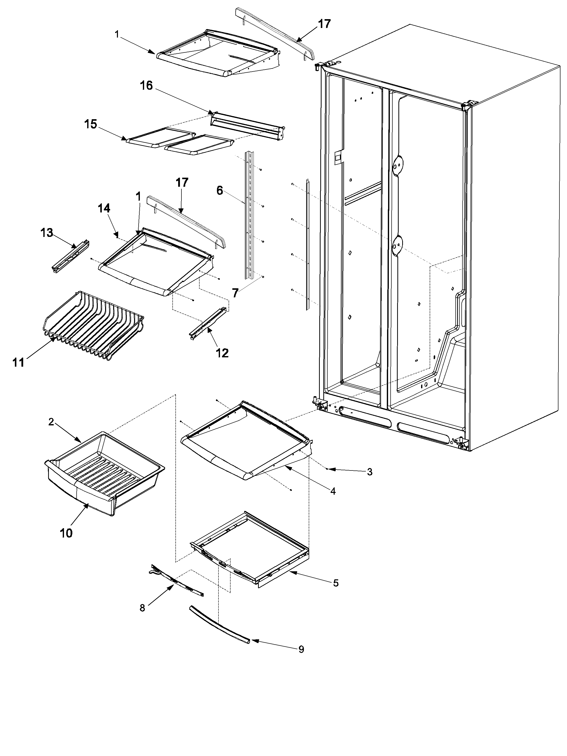 Amana ARSE665BB-PARSE665BB1 deli and ref shelf diagram