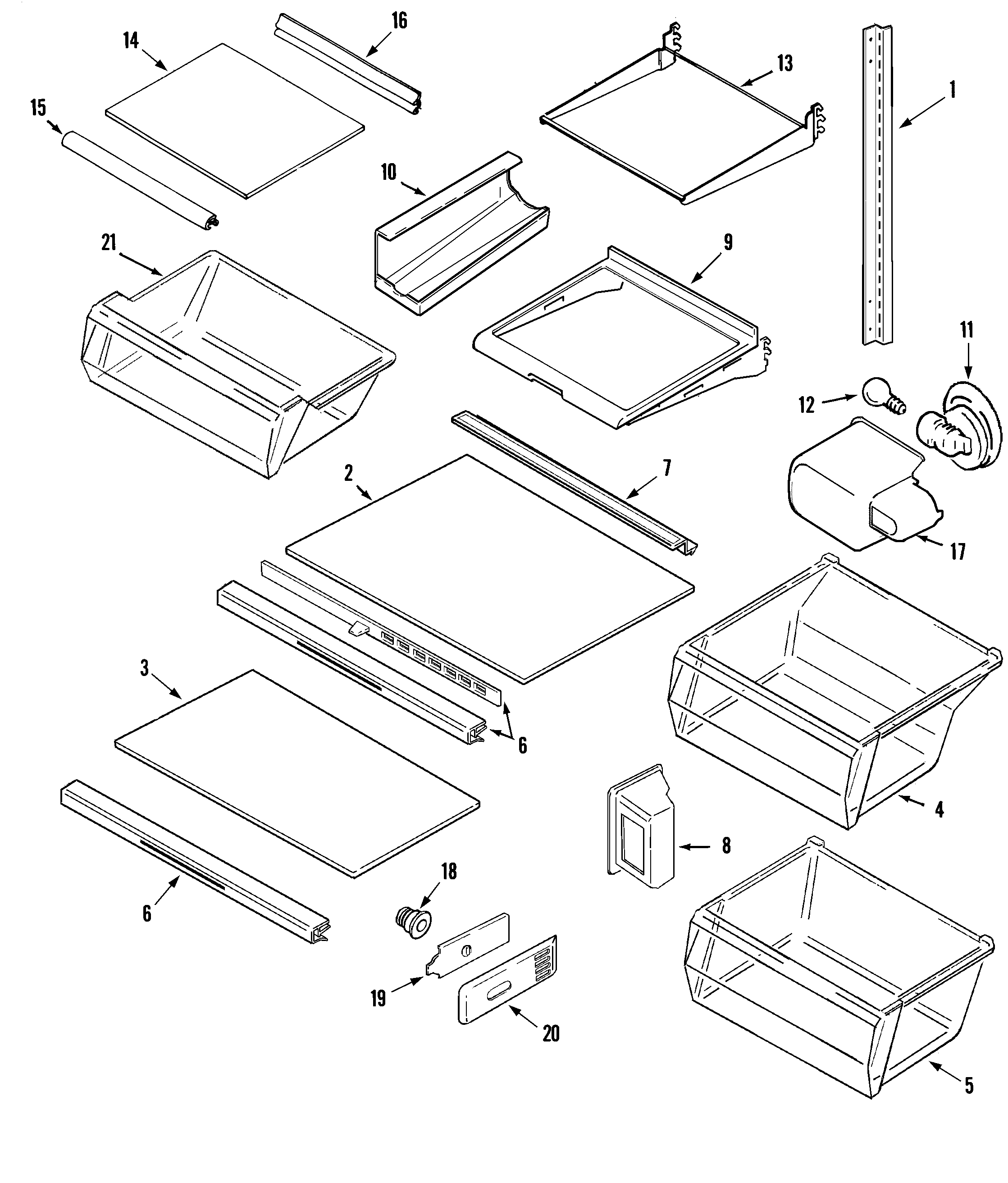 Maytag MSD2433HEW shelves & accessories diagram
