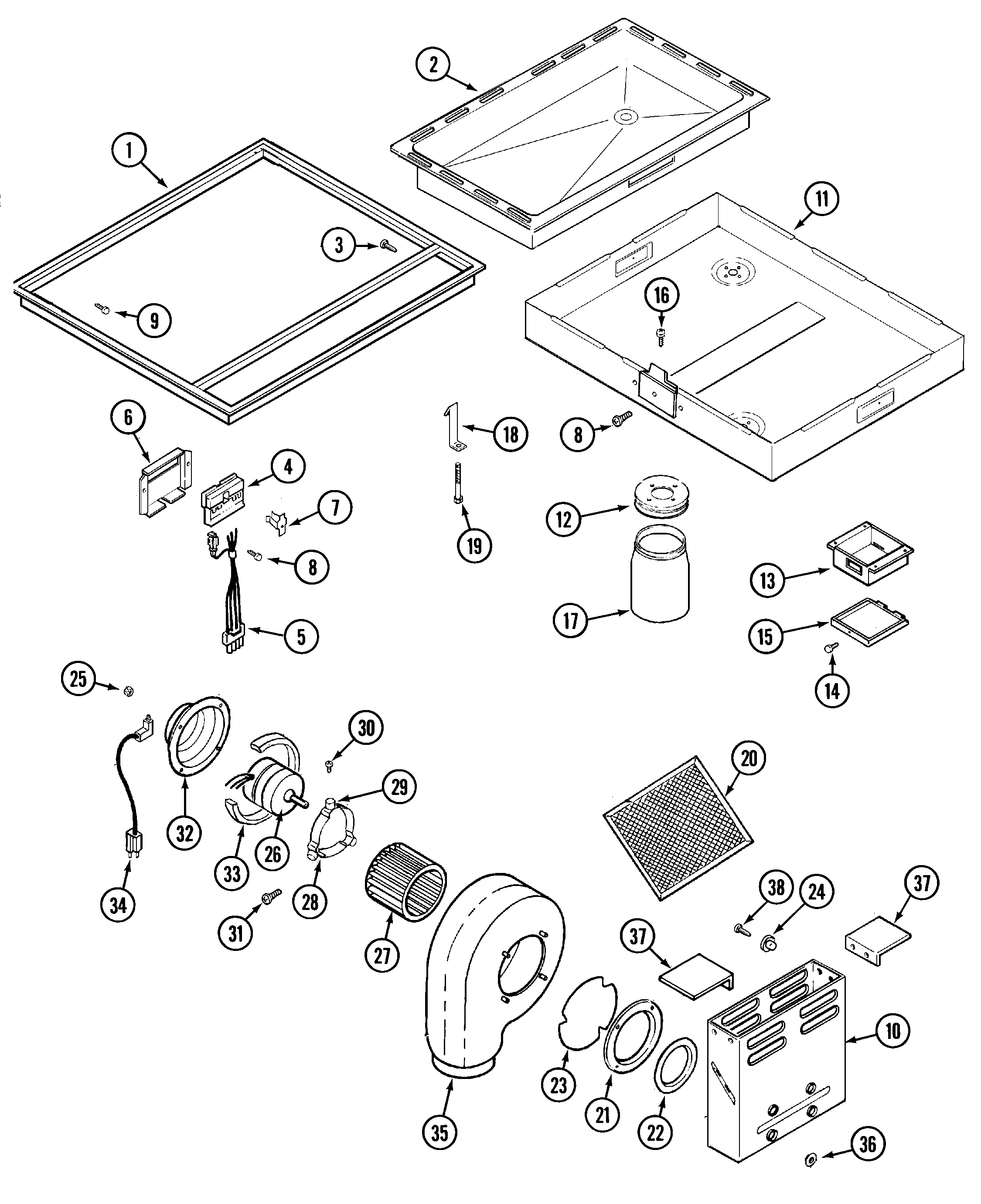 Jenn-Air CM200-E top assembly diagram