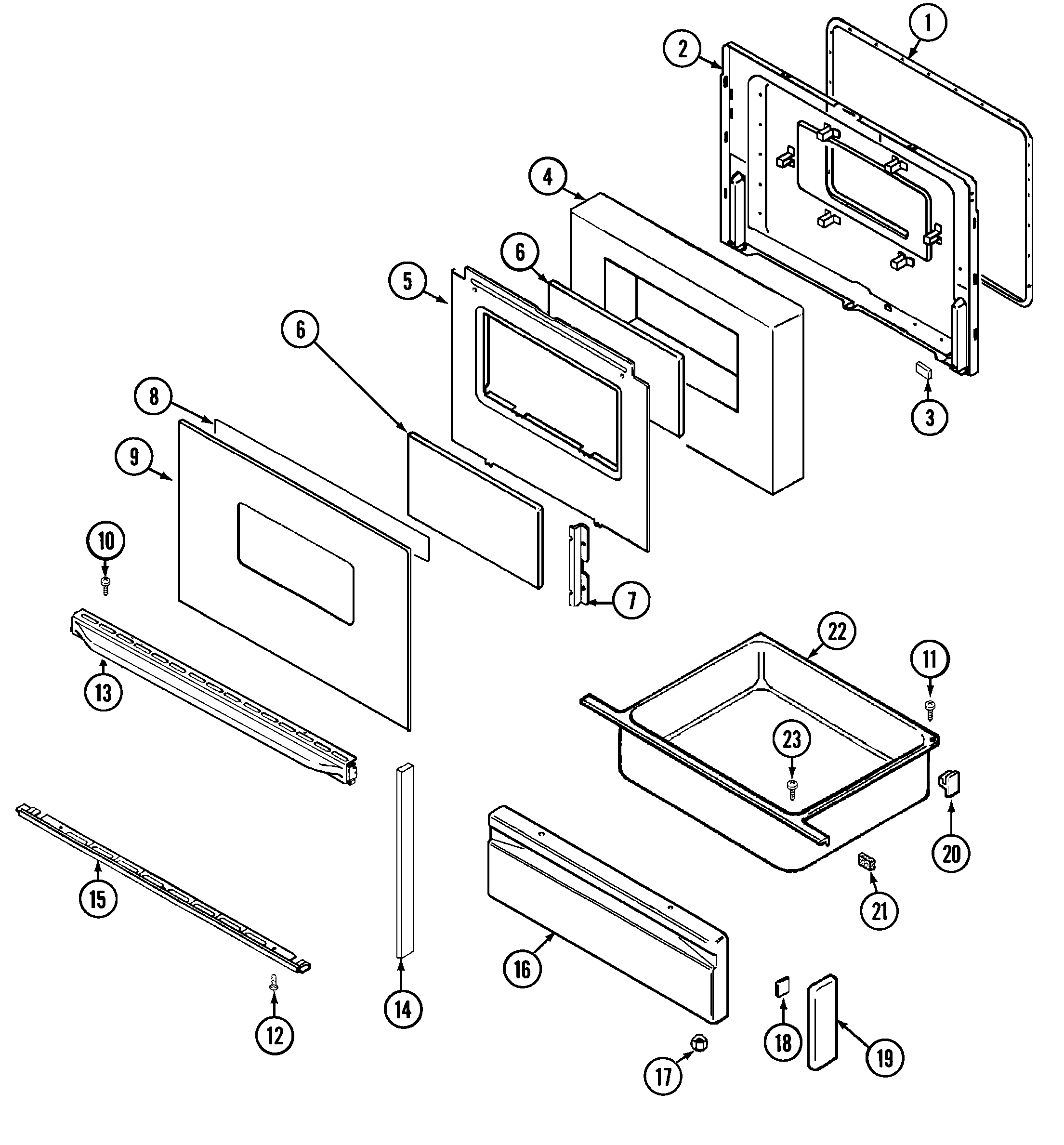 Magic Chef 3888VVV door/drawer (ser. pre. 21) diagram
