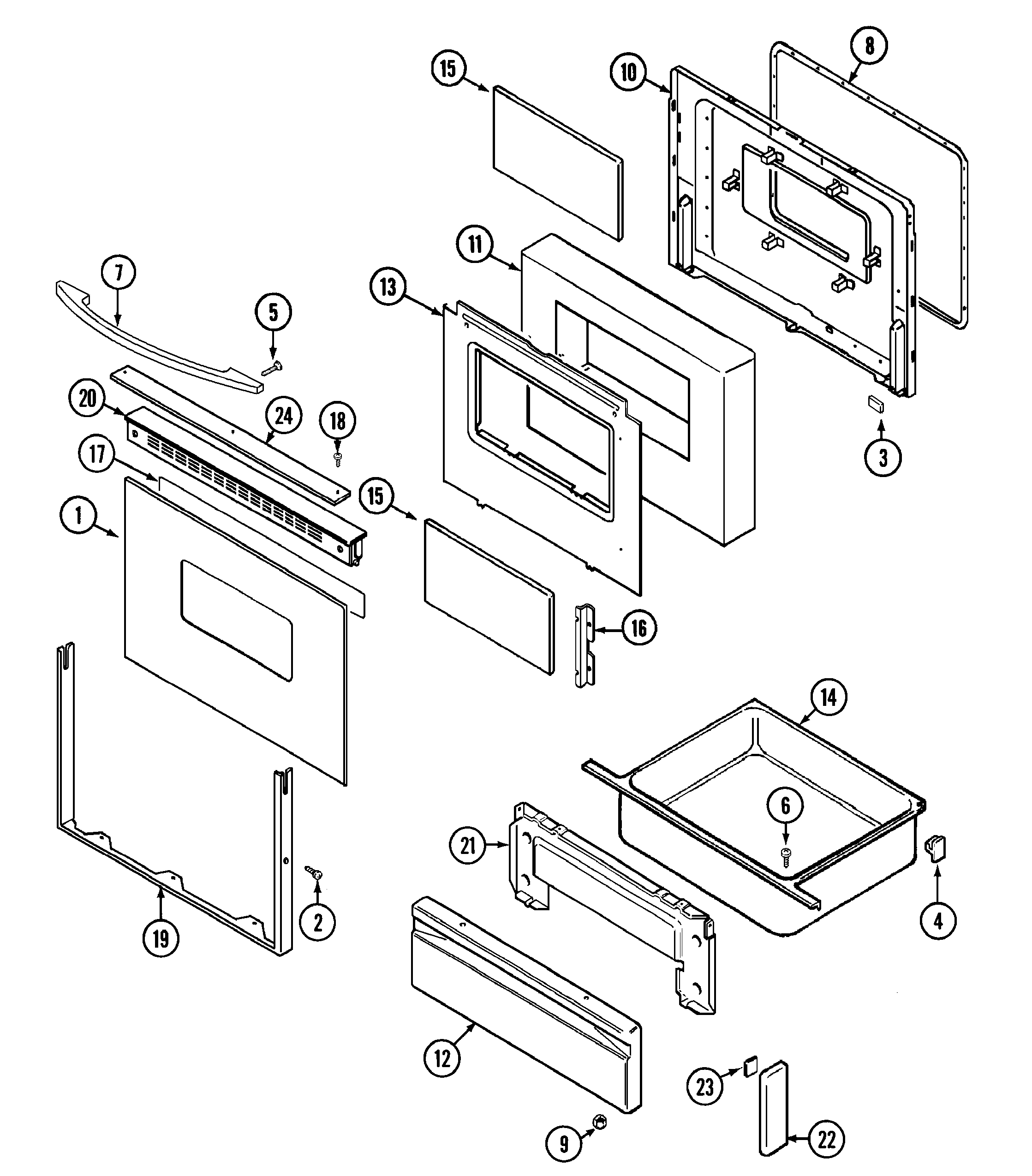 Jenn-Air FCE10510W door/drawer diagram
