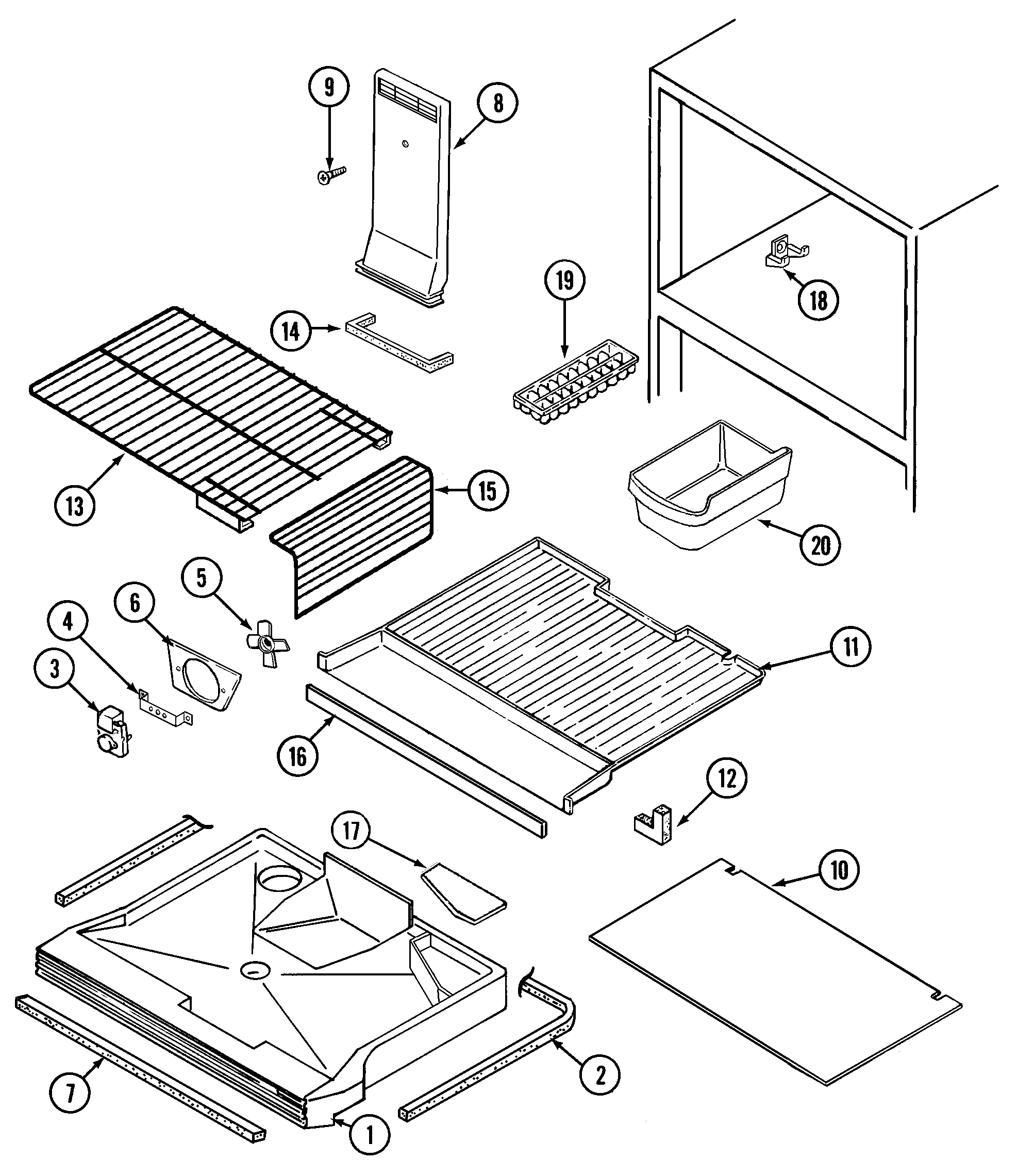 Maytag GT19B7N3EA freezer compartment diagram
