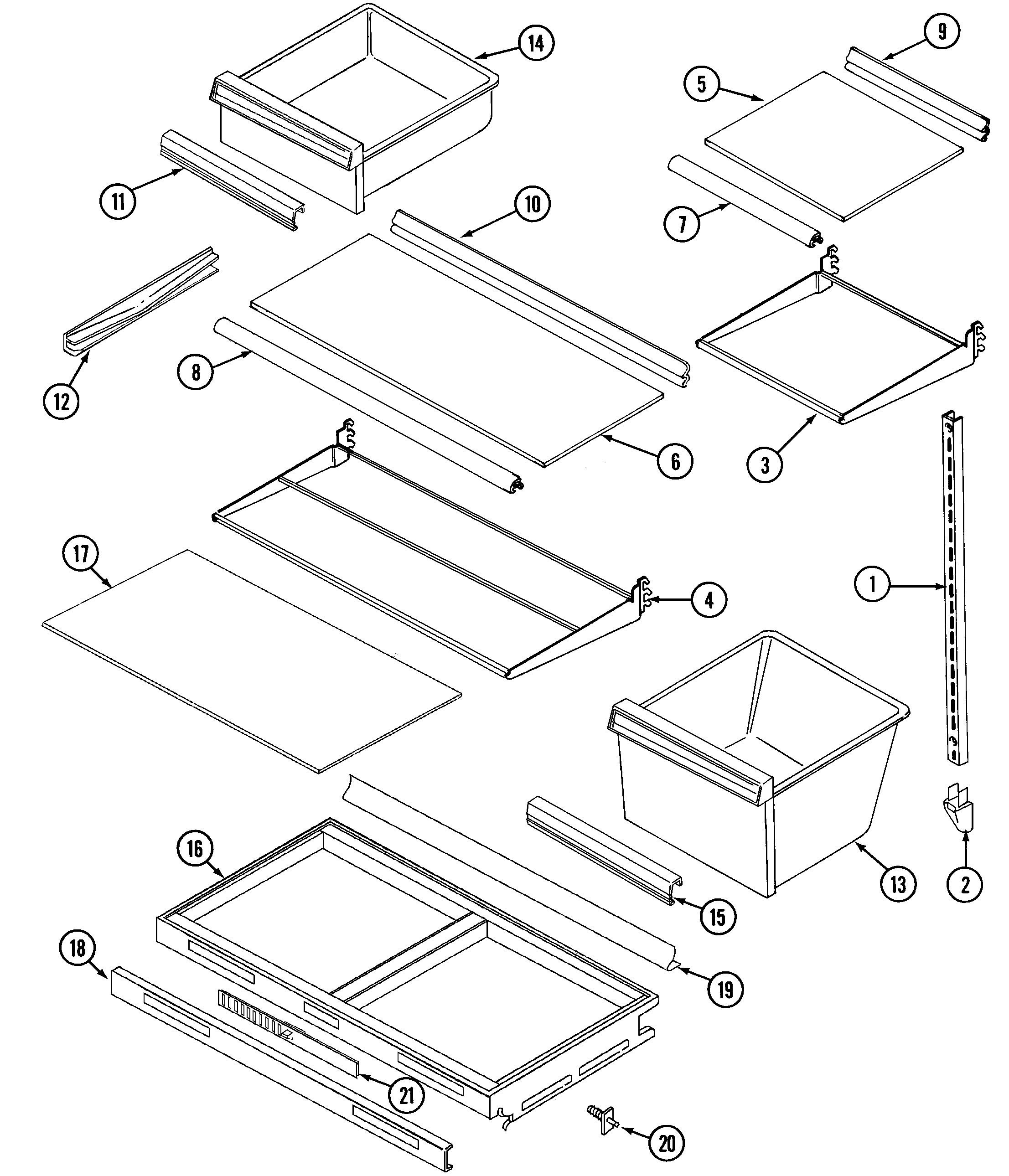 Maytag GT23B7N3EA shelves & accessories diagram