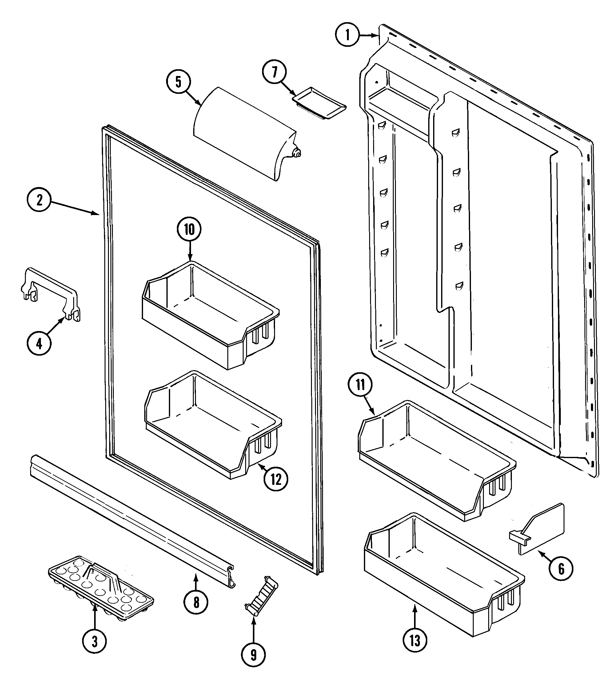 Maytag GT23B7N3EA fresh food inner door diagram