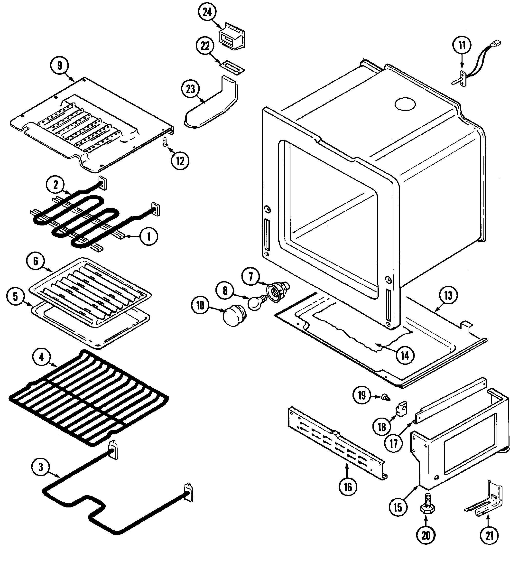Jenn-Air FCE30500W oven/base diagram