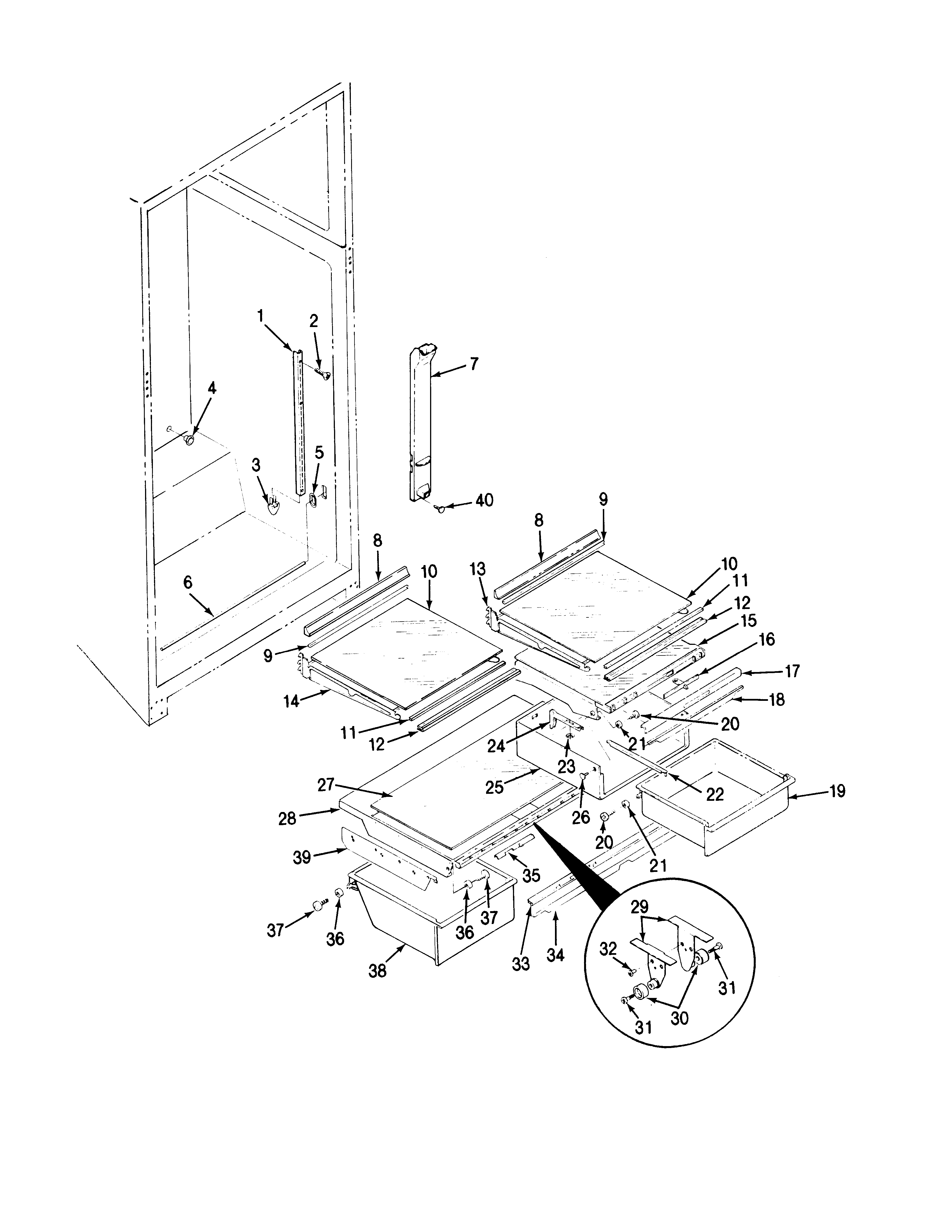 Maytag RTD17A-9E06A shelves & accessories diagram