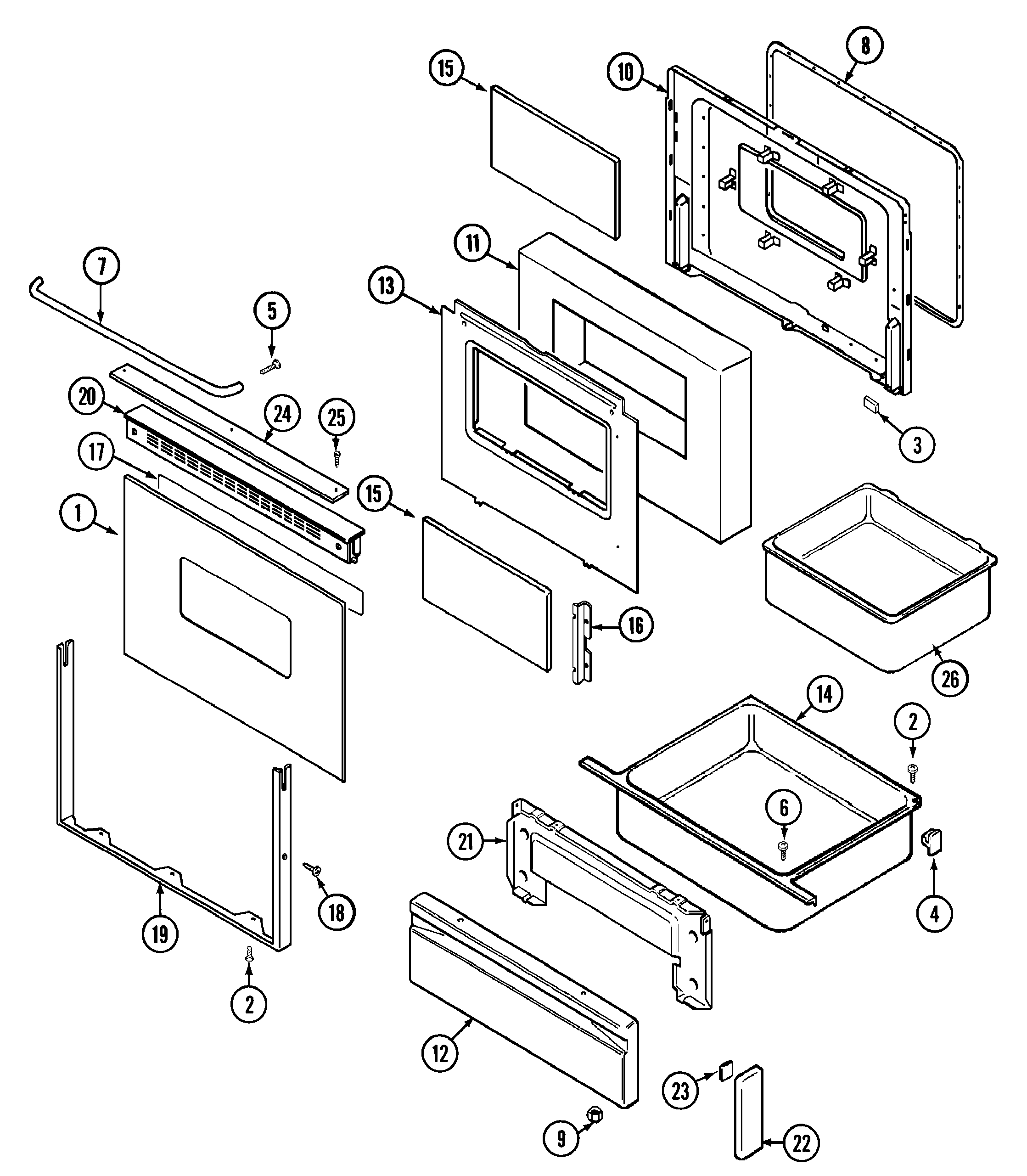 Maytag CRG9700CAL door/drawer diagram